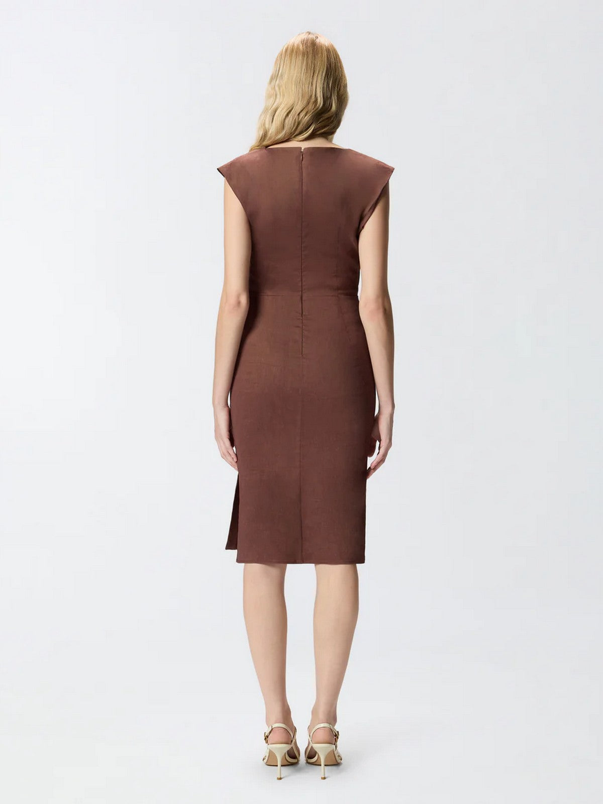 PINKO Abito Donna ALISSA ABITO LINO STRETCH 106521-A34I L78 MARRONE TERRA X PIANTE gioboutiqueweb