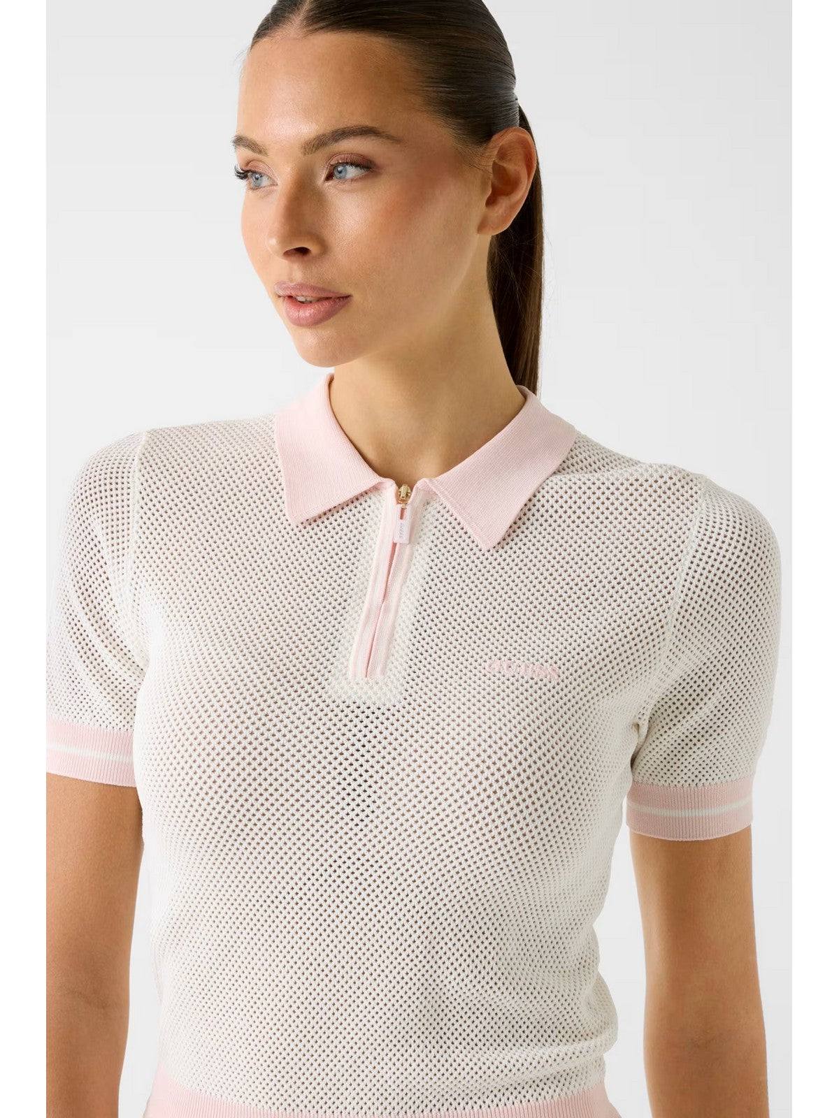 GUESS SPORT Polo Donna GABRY SS CROPPED POLO SWTR V6GR04 Z0725 A10F NEIGE WHITE