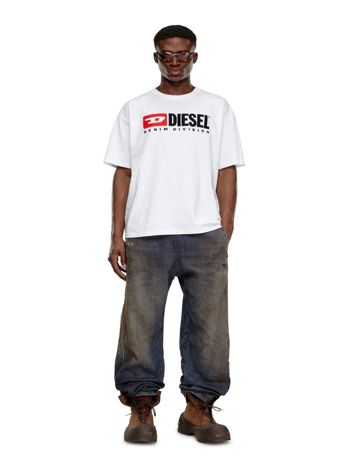 DIESEL T-shirt Uomo T-BOXT-DIV MAGLIETTA A14943 0GRAI 100 100 - WHITE gioboutiqueweb
