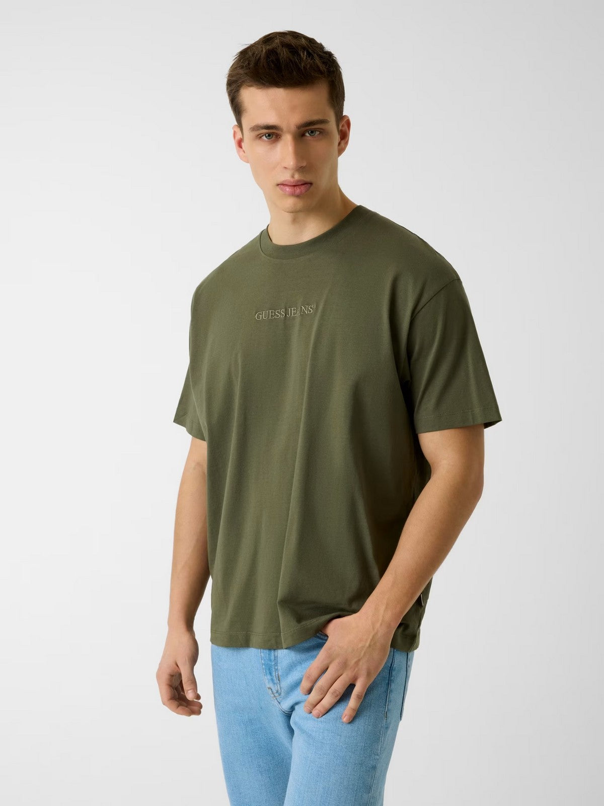 GUESS T-shirt Uomo GJ SS CN OS LOGO EMB TEE M4YI44 K8FQ4 G8EV OLIVE LIGHT GREEN gioboutiqueweb