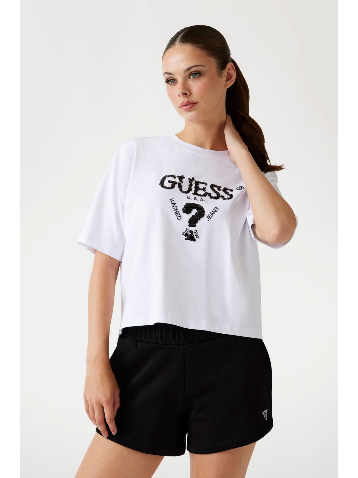 GUESS SPORT T-shirt Donna AURELIE BOXY TEE V4YI06 I3Z14 G011 PURE WHITE gioboutiqueweb
