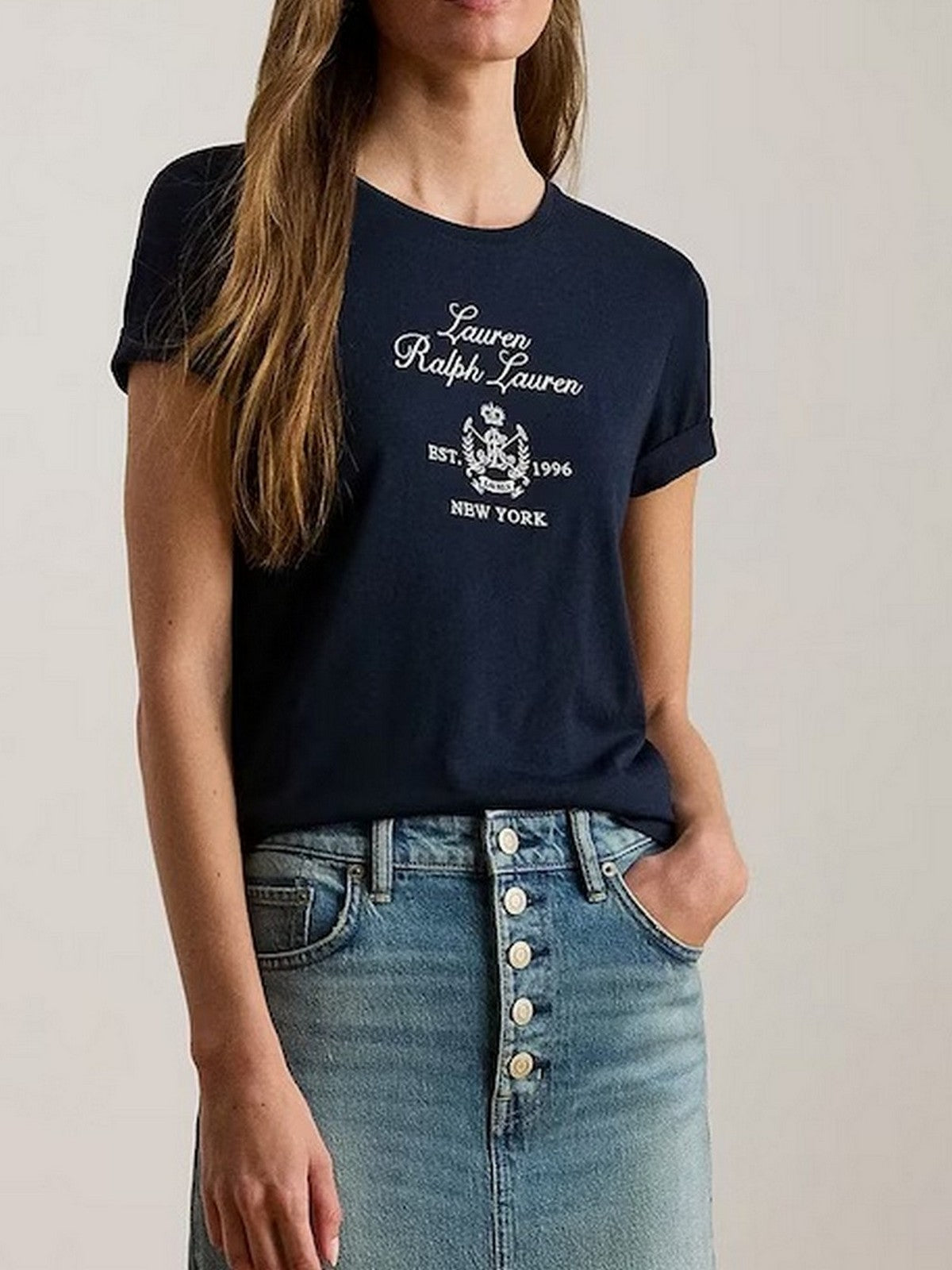 LAUREN RALPH LAUREN T-shirt Donna KATLIN-SHORT SLEEVE-T-SHIRT 200P03725 001 LAUREN NAVY gioboutiqueweb