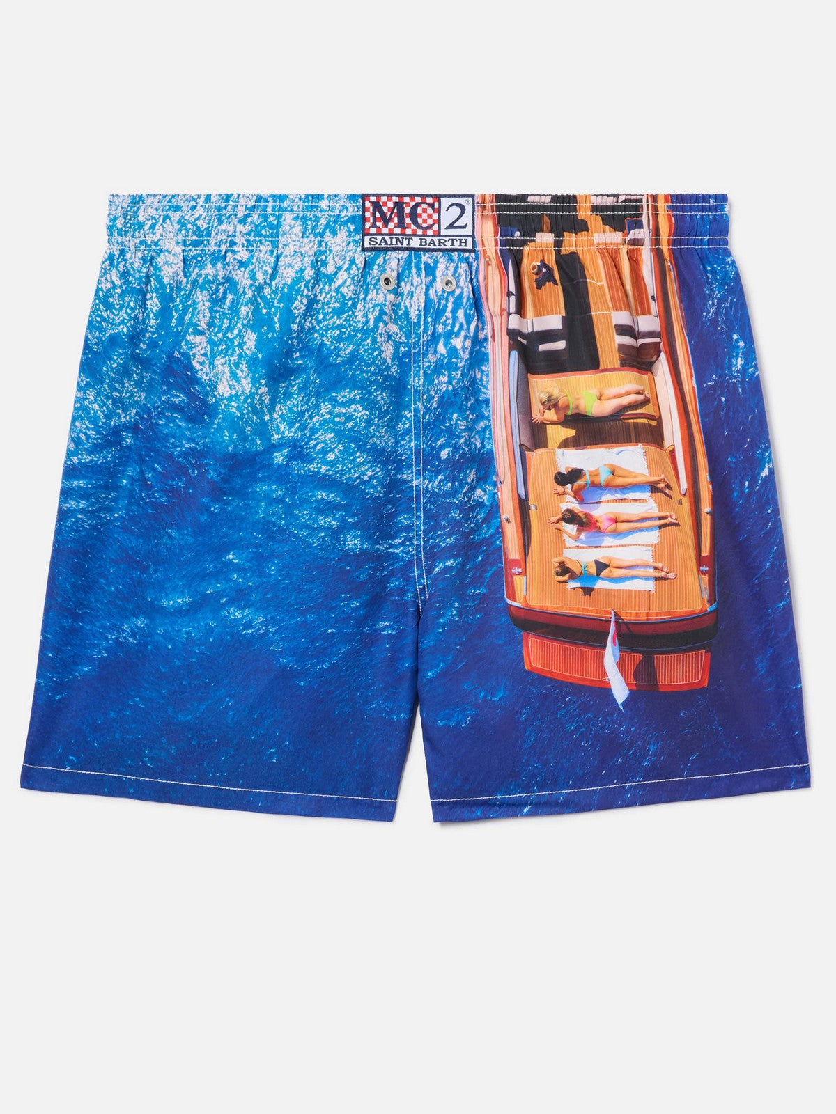 MC2 SAINT BARTH Costume da bagno Uomo GUSTAVIA PLACED PRINT 08217L RD BOAT VINTAGE LIFE 61