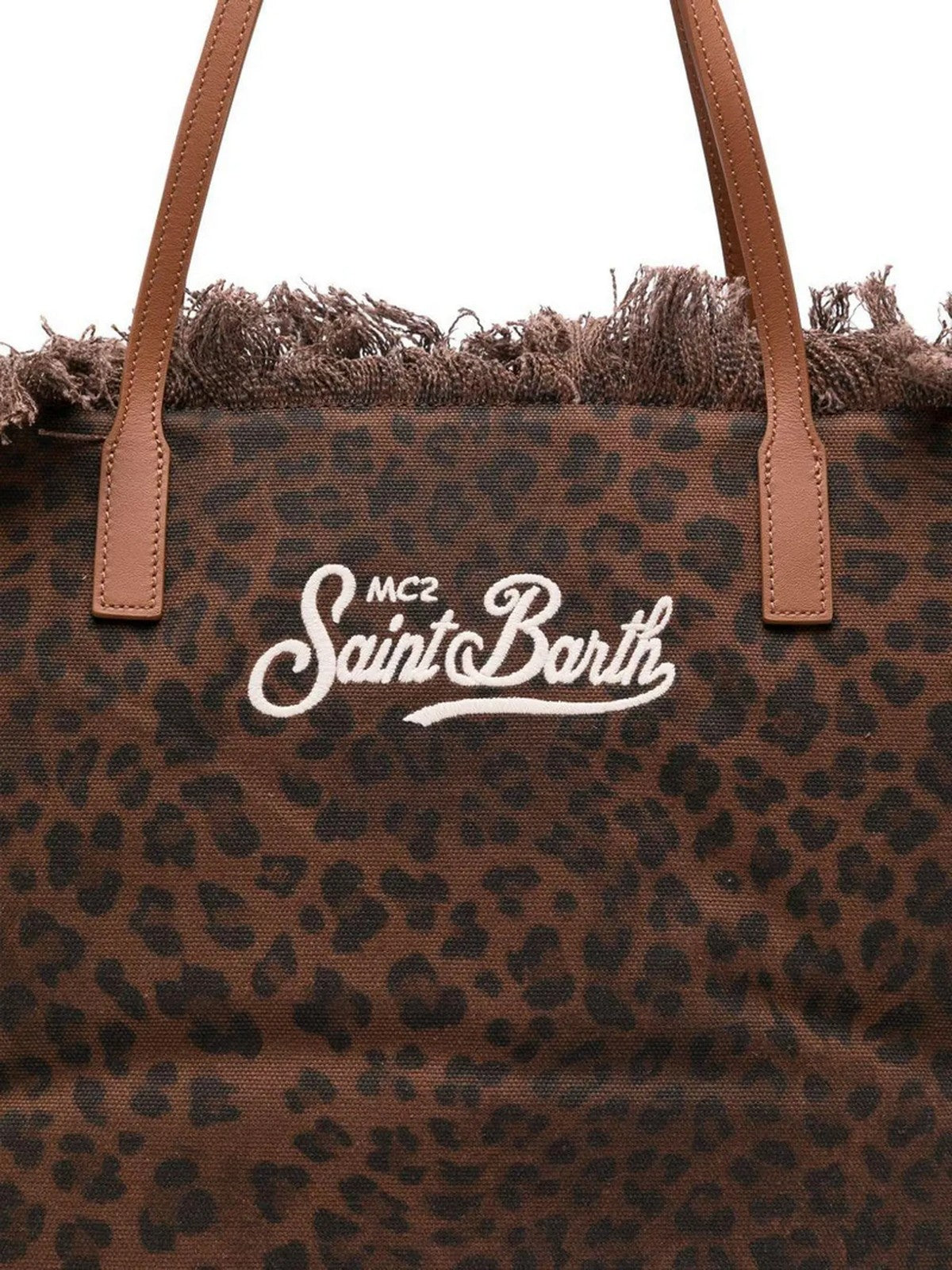 MC2 SAINT BARTH Borsa Donna CITY BAG FRINGE 00588L CANVAS DARK LEOPARD 18 EMB