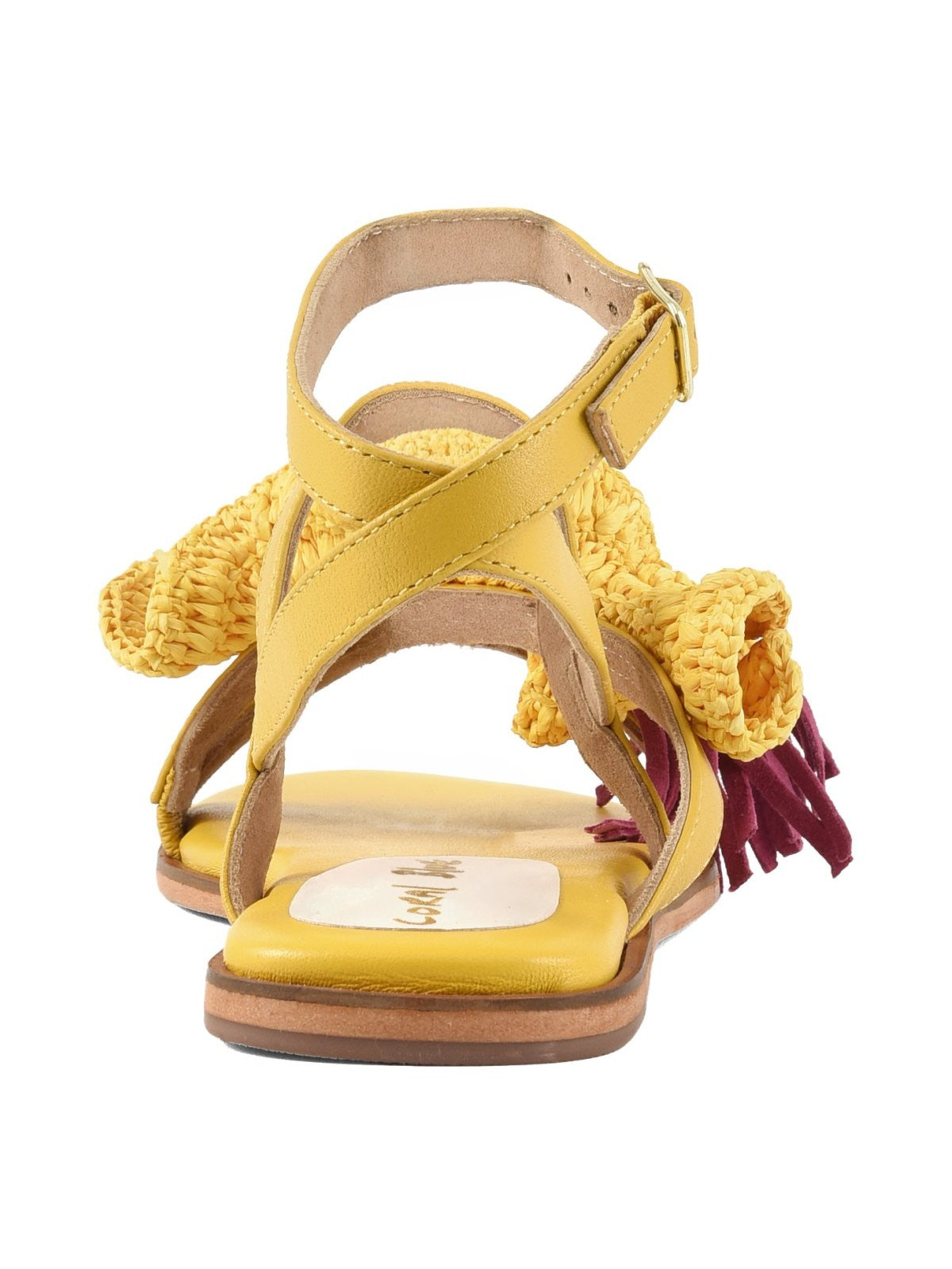 Coral Blue Sandalo Donna Leather sandal with rouche - CB.R226.11 YEL gioboutiqueweb