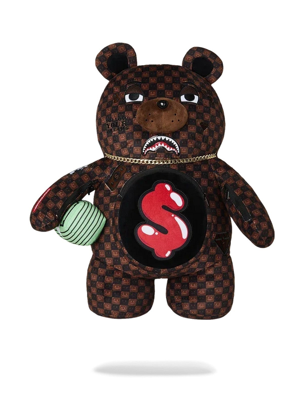 SPRAYGROUND Zaino Unisex adulto SHARKS IN PARIS WTF BUBBLE BROWN CHECK MONEYBEAR BACKPACK - 910B9308NSZ gioboutiqueweb