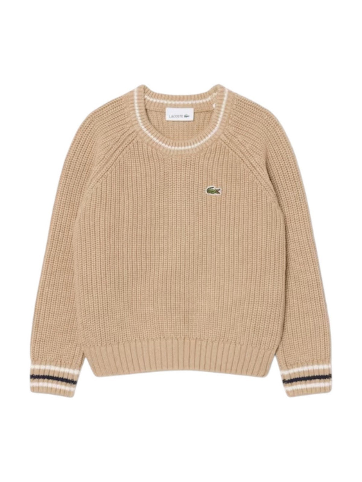 LACOSTE KIDS Maglione Bambini e ragazzi LCB CHUNKY KNIT CORE SWEATER Beige - 847695 02S gioboutiqueweb