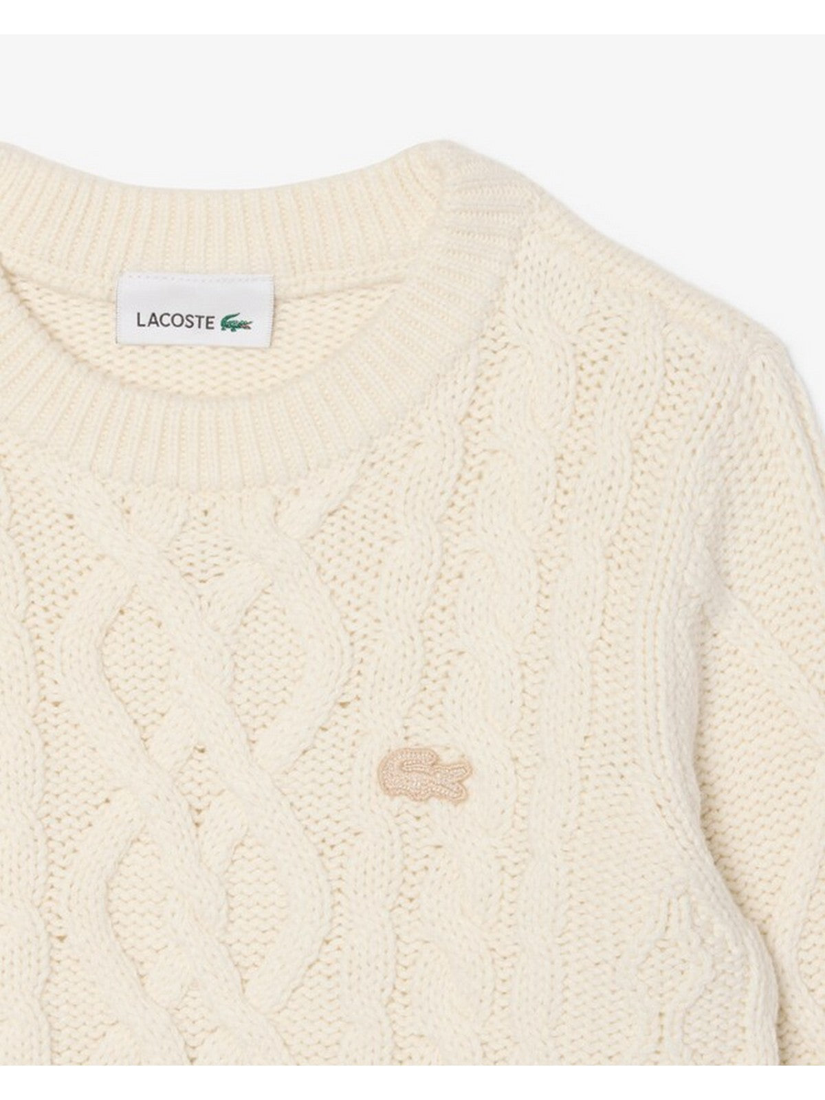 LACOSTE KIDS Felpa Bambini e ragazzi LCB CABLE SWEATER Bianco - 847820 70V gioboutiqueweb