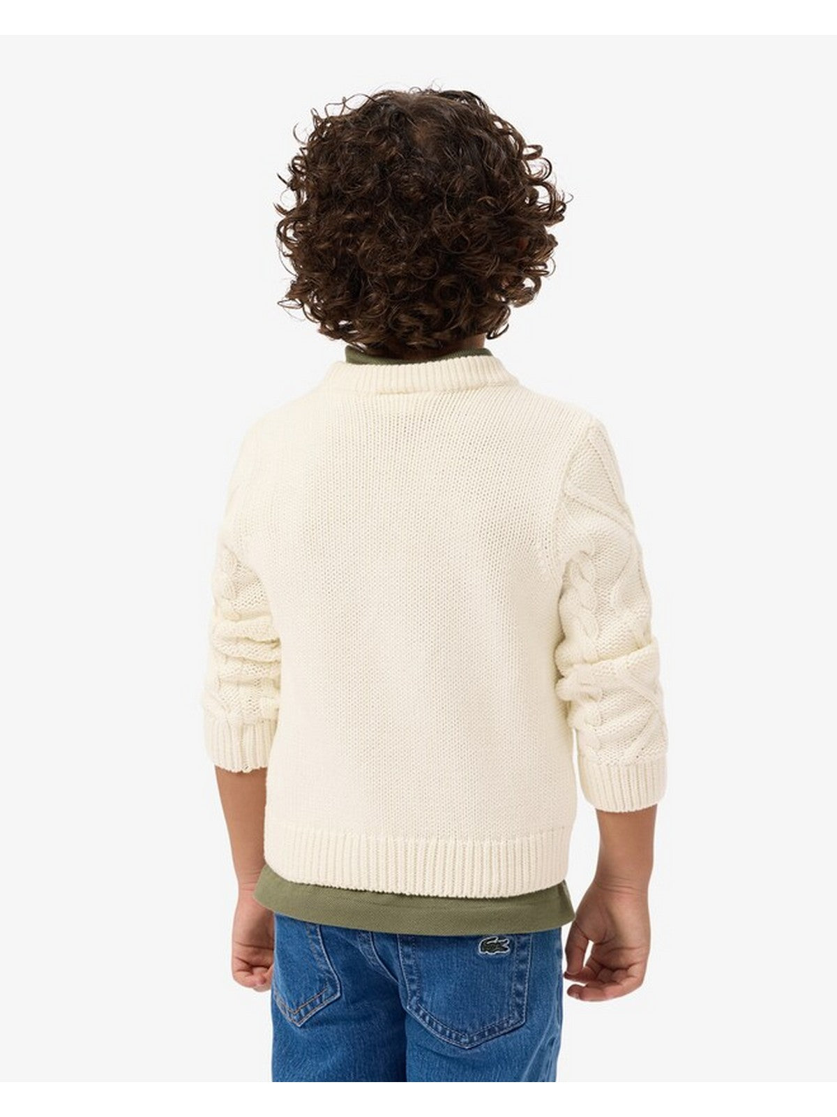 LACOSTE KIDS Felpa Bambini e ragazzi LCB CABLE SWEATER Bianco - 847820 70V gioboutiqueweb