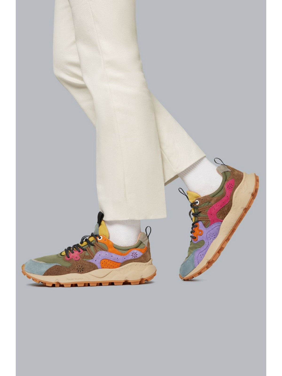 FLOWER MOUNTAIN Sneaker Donna YAMANO 3 UNI SUEDE/NYLON KAKI-MULTI - 2017818-01-2F69 gioboutiqueweb