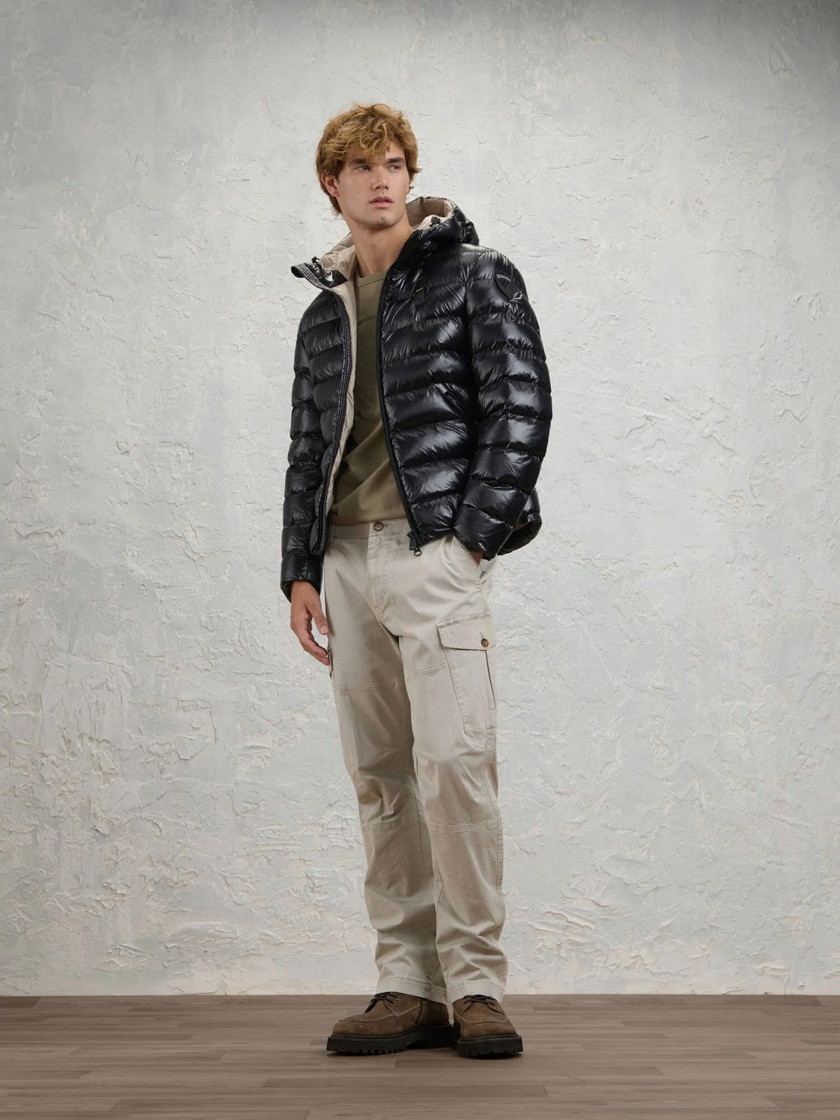 BLAUER Piumino Uomo ADAMS NERO interno BEIGE 301 - 26WBLUC02054 005958 999EI gioboutiqueweb