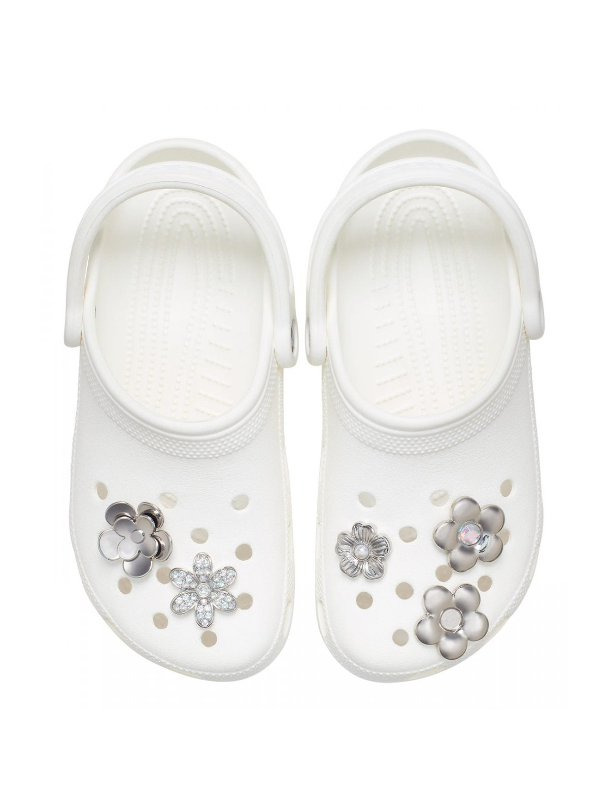 Crocs JIBBITZ Unisex adulto Monochrome Slvr Flwrs 5 Pack - CR.4169 JIB UCOL gioboutiqueweb