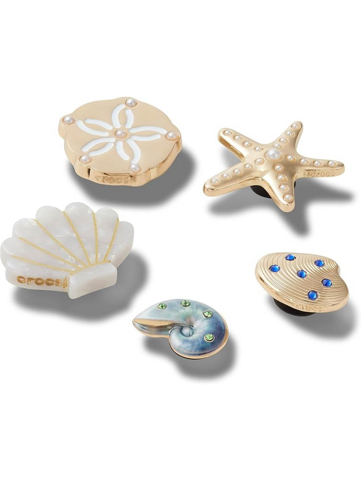 Crocs JIBBITZ Unisex adulto Gold Seashell 5 Pack - CR.6041 JIB UCOL gioboutiqueweb