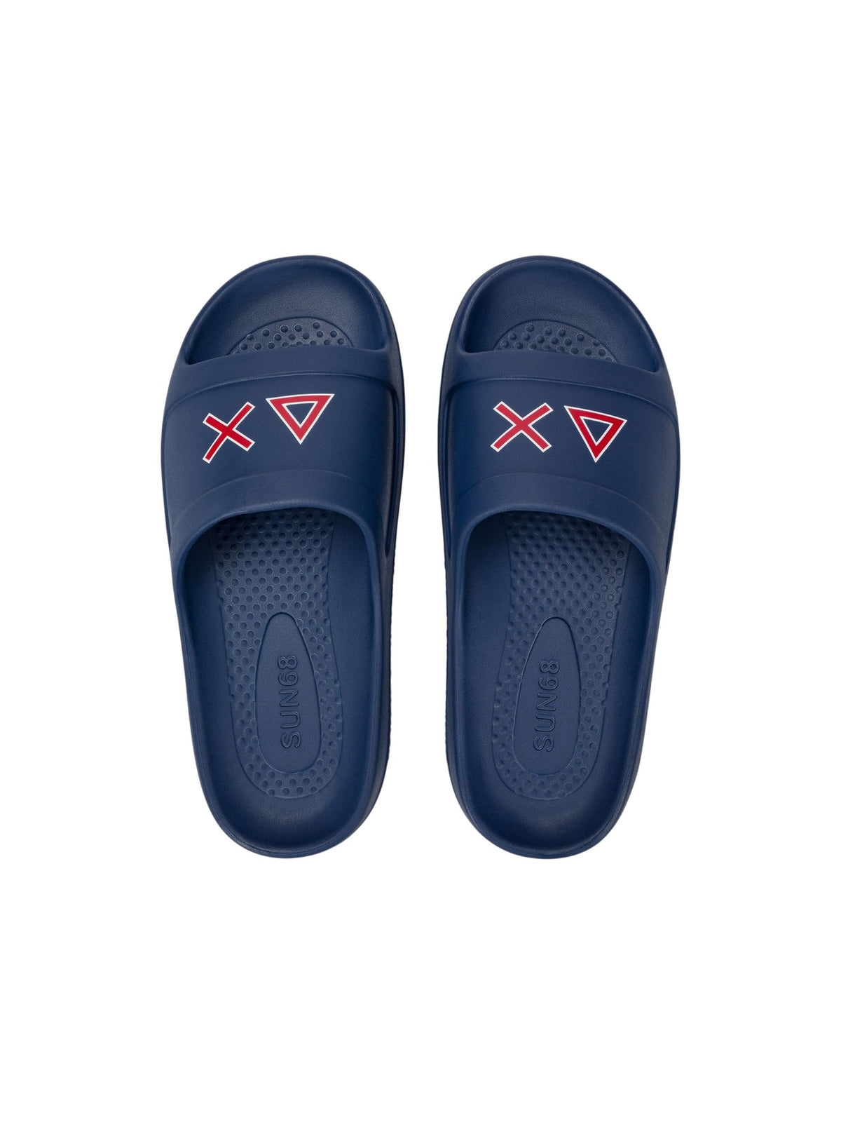 Sun68 Ciabatte Uomo Slippers Monoblock Print Logo Navy Blue/Rosso - X36114-0710 gioboutiqueweb