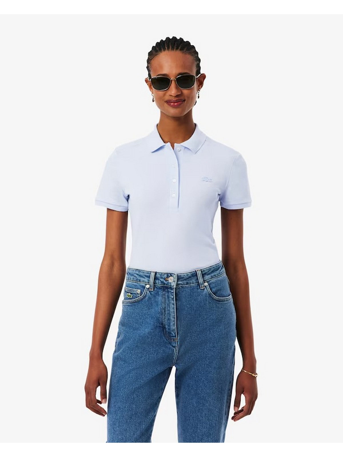 LACOSTE Polo Donna PF5462 J2G BLU CHIARO gioboutiqueweb