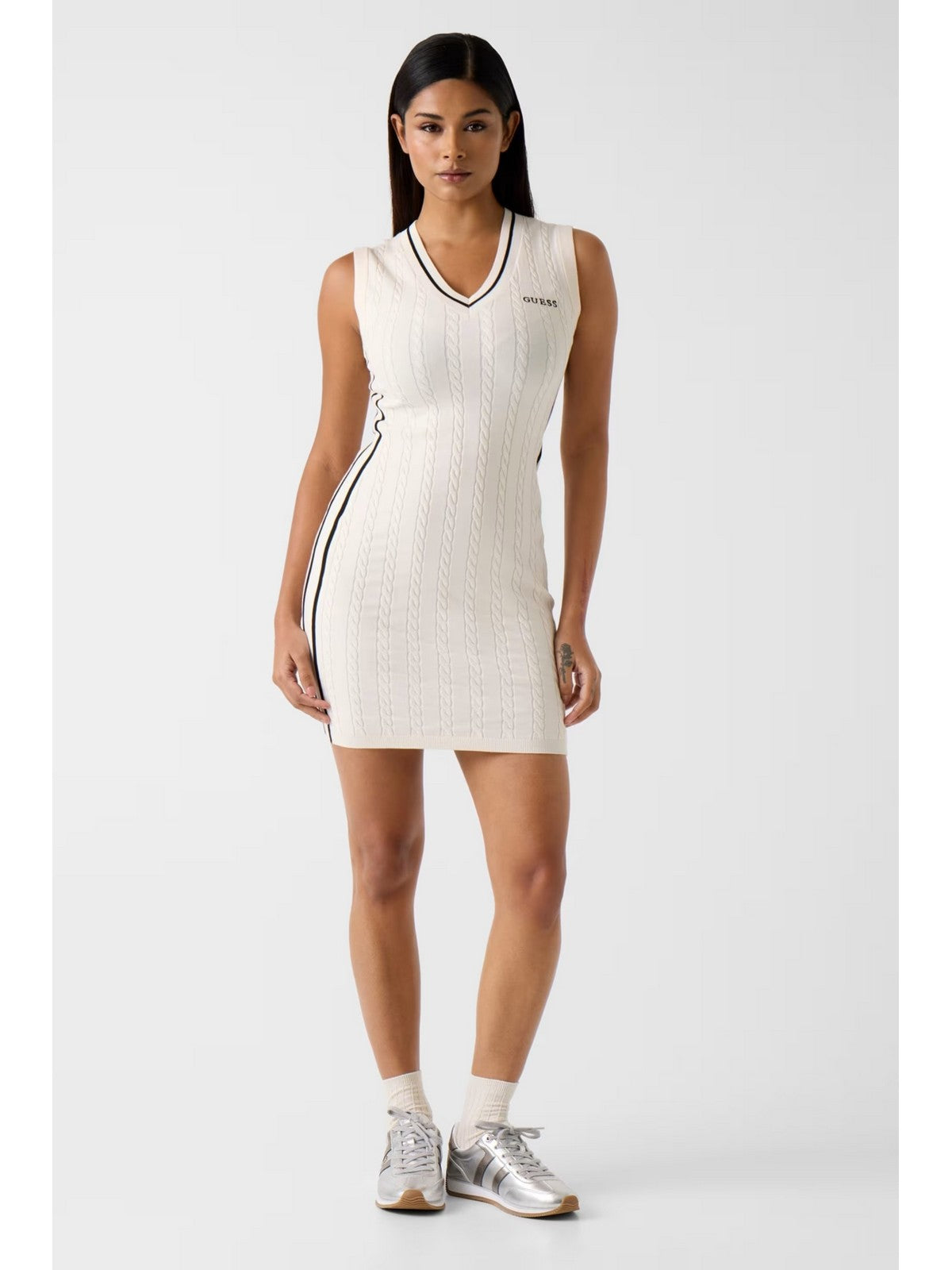 GUESS SPORT Abito Donna SHARI DRESS SWTR V6RK09 Z4652 G1O6 DOVE WHITE