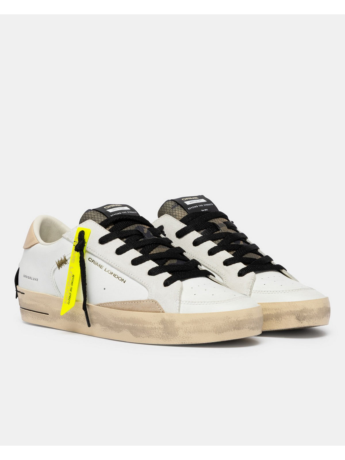 CRIME LONDON Sneaker Uomo SK8 DELUXE DUNE DRIFT 19104PP8 10 WHITE gioboutiqueweb