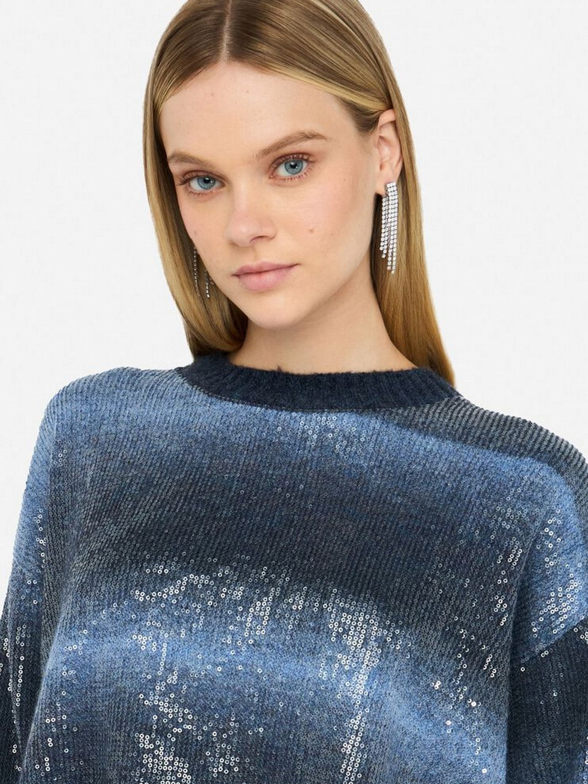 LIU JO WHITE Maglione Donna MF5380MA14R S9473 Blue shaded gioboutiqueweb