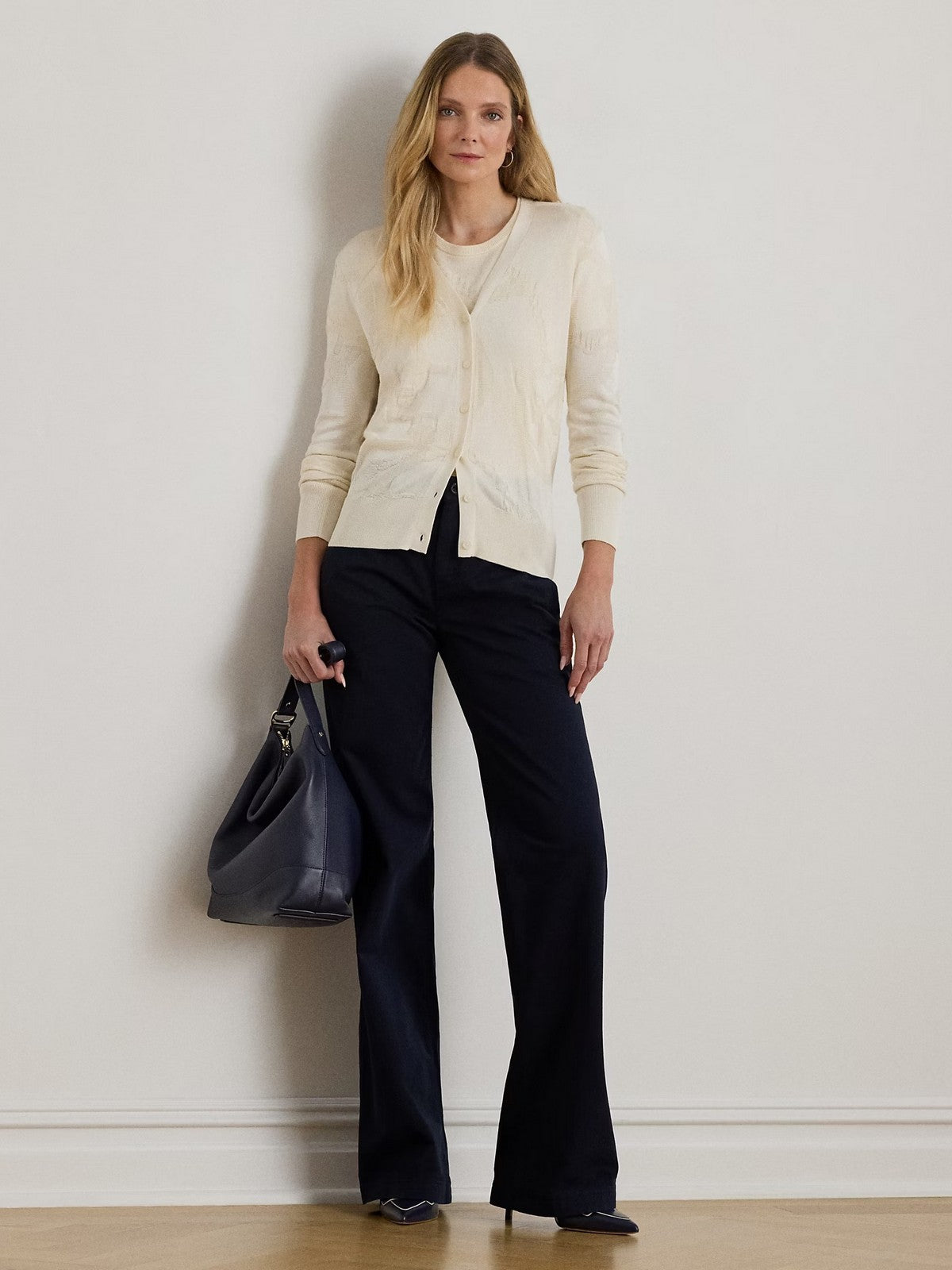 LAUREN RALPH LAUREN Damen Strickjacke DENZEL-LONG SLEEVE-CARDIGAN 200P03476 001 MASCARPONE CREME