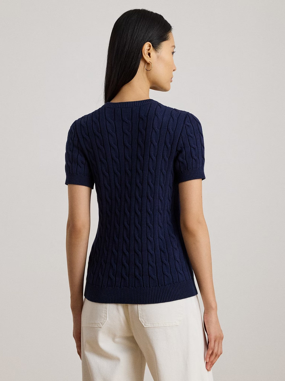 LAUREN RALPH LAUREN T-shirt damski EYELAH-KRÓTKI RĘKAW-PULLOVER 200P07025 001 REFINED NAVY