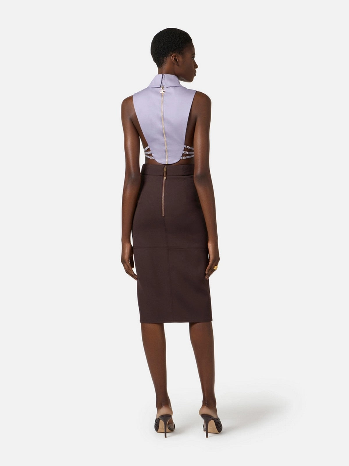 ELISABETTA FRANCHI Gonna Donna GO17361E2 644 CACAO gioboutiqueweb