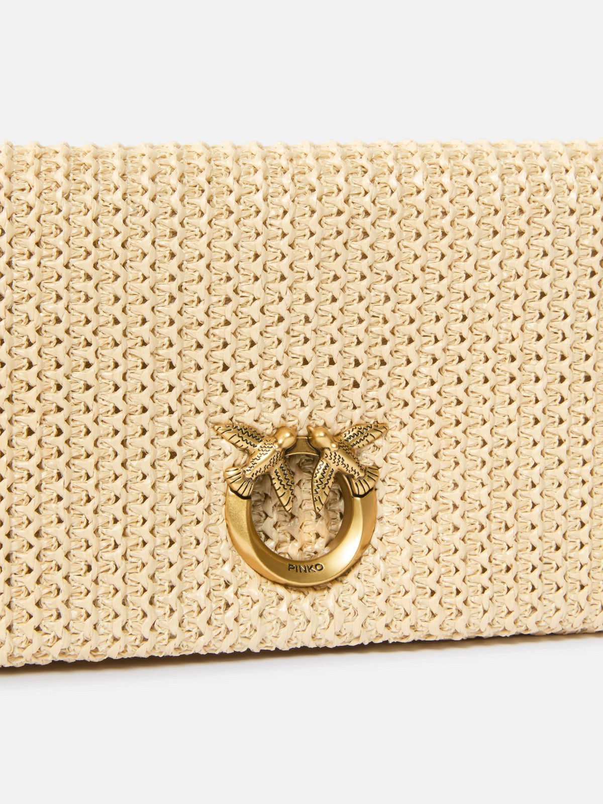 PINKO Borsa Donna CLICK SOFT HORIZONTAL CLASSIC 106022-A391 C24Q RAFIA/NERO-ANTIQUE GOLD gioboutiqueweb