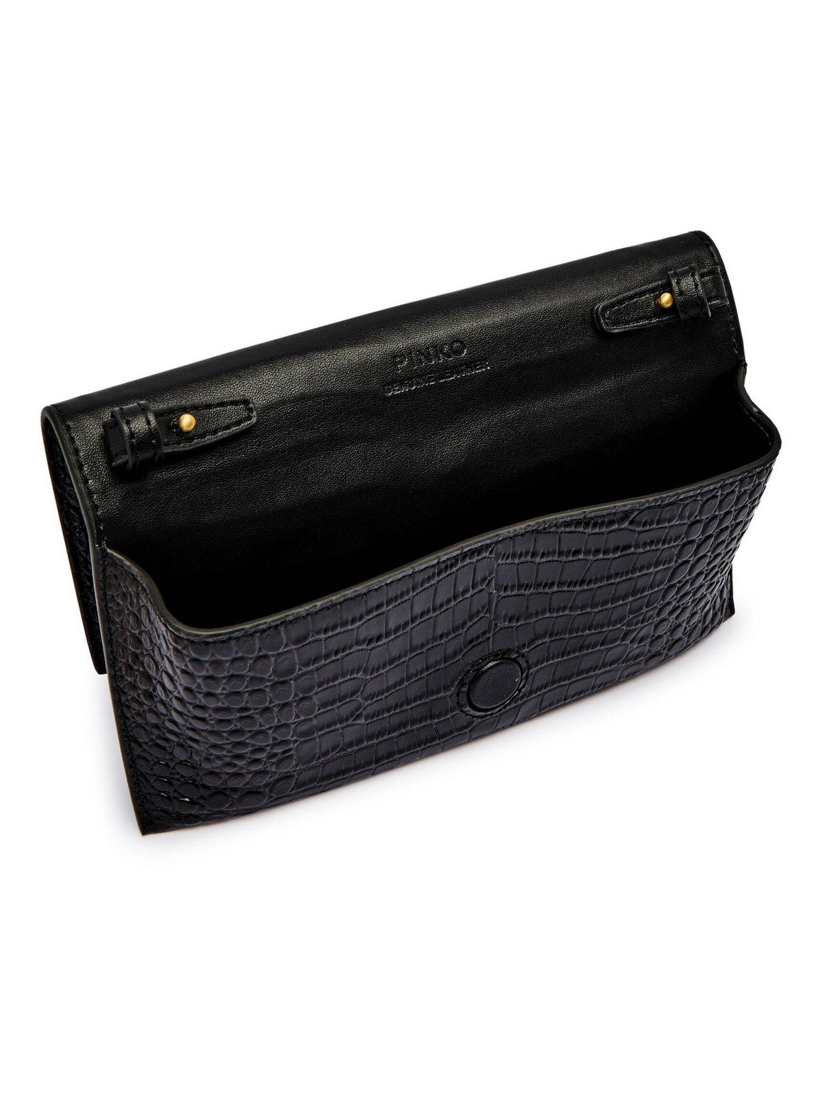 PINKO Portafoglio Donna FLAT WALLET 105351-A2OH Z99V NERO LIMOUSINE - MATT GOLD gioboutiqueweb