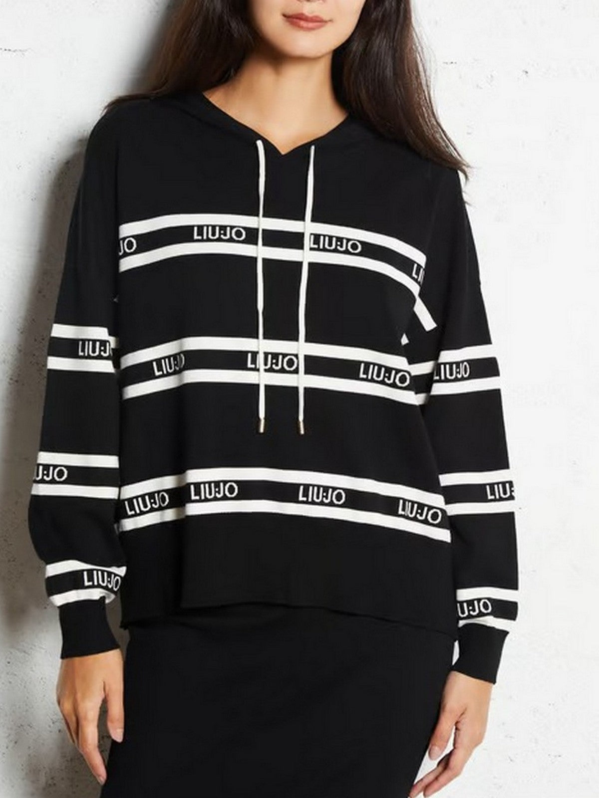 LIU JO SPORT Felpa Donna TF5216MS63L 03N66 Nero/bianco latte