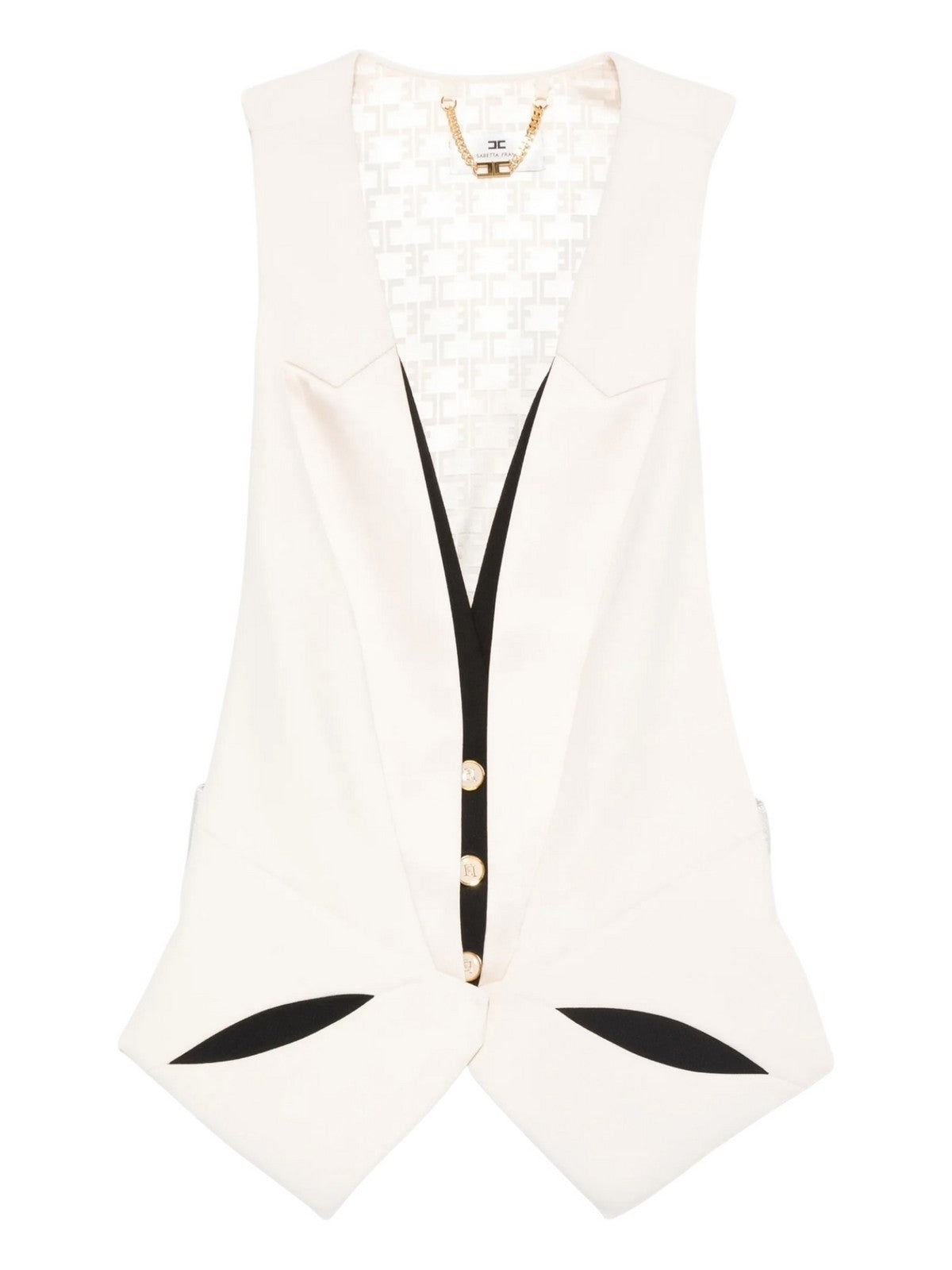 ELISABETTA FRANCHI Gilet Donna GL00461E2 E84 BURRO/NERO gioboutiqueweb