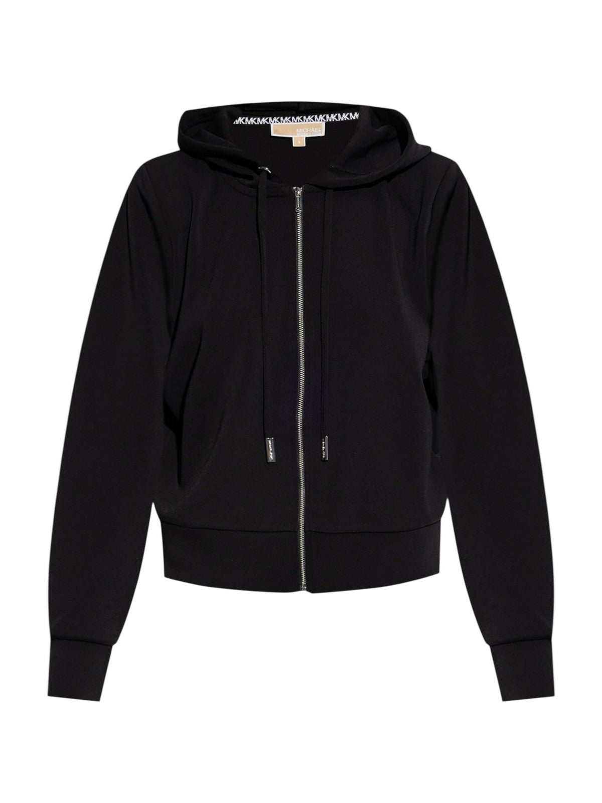 MICHAEL KORS Felpa Donna SHLDR PAD CROP ZIP HDIE MT551SSE45 001 BLACK gioboutiqueweb