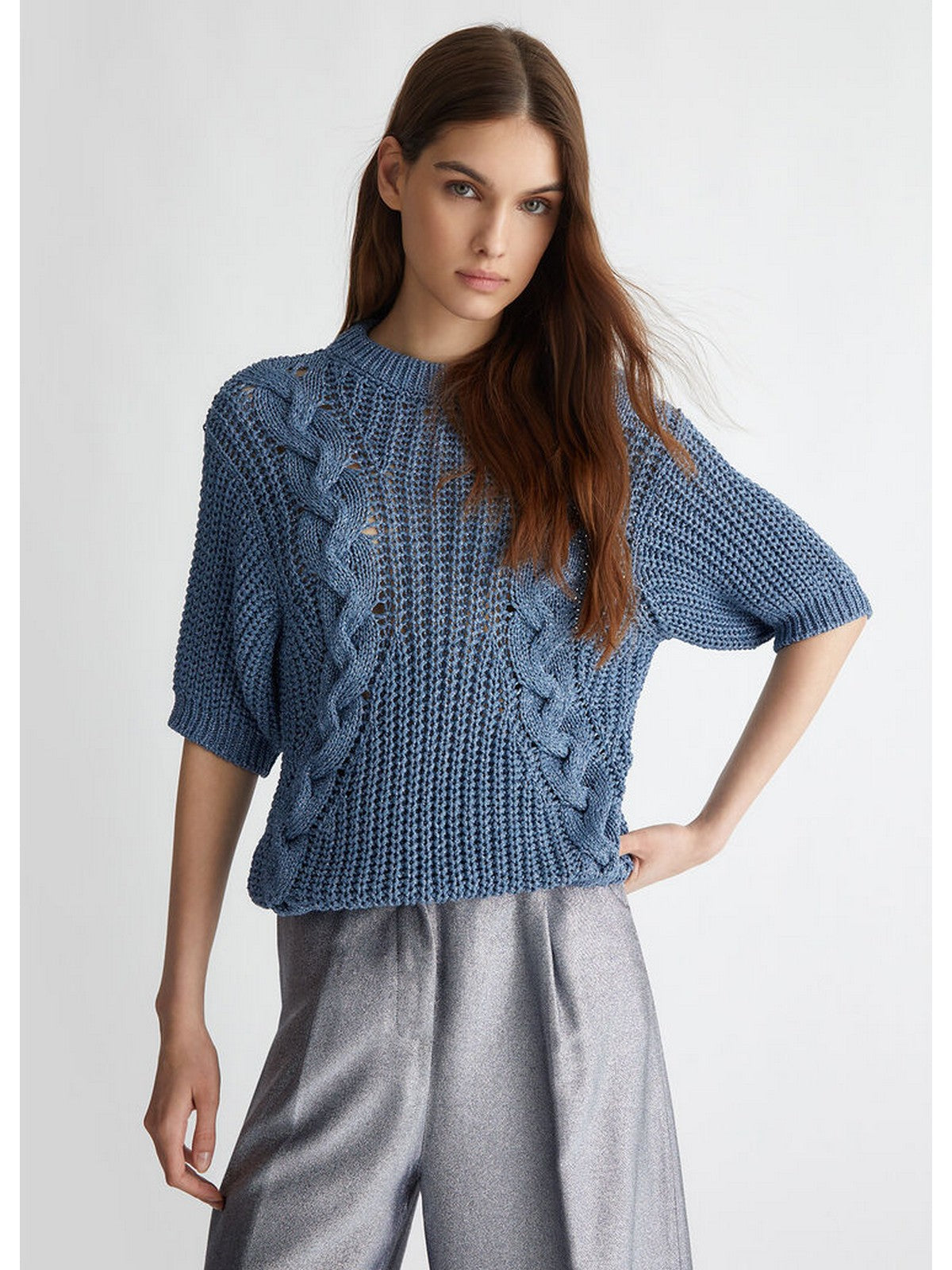 LIU JO WHITE Maglione Donna WF4445MAG60 A4038 Blu gioboutiqueweb