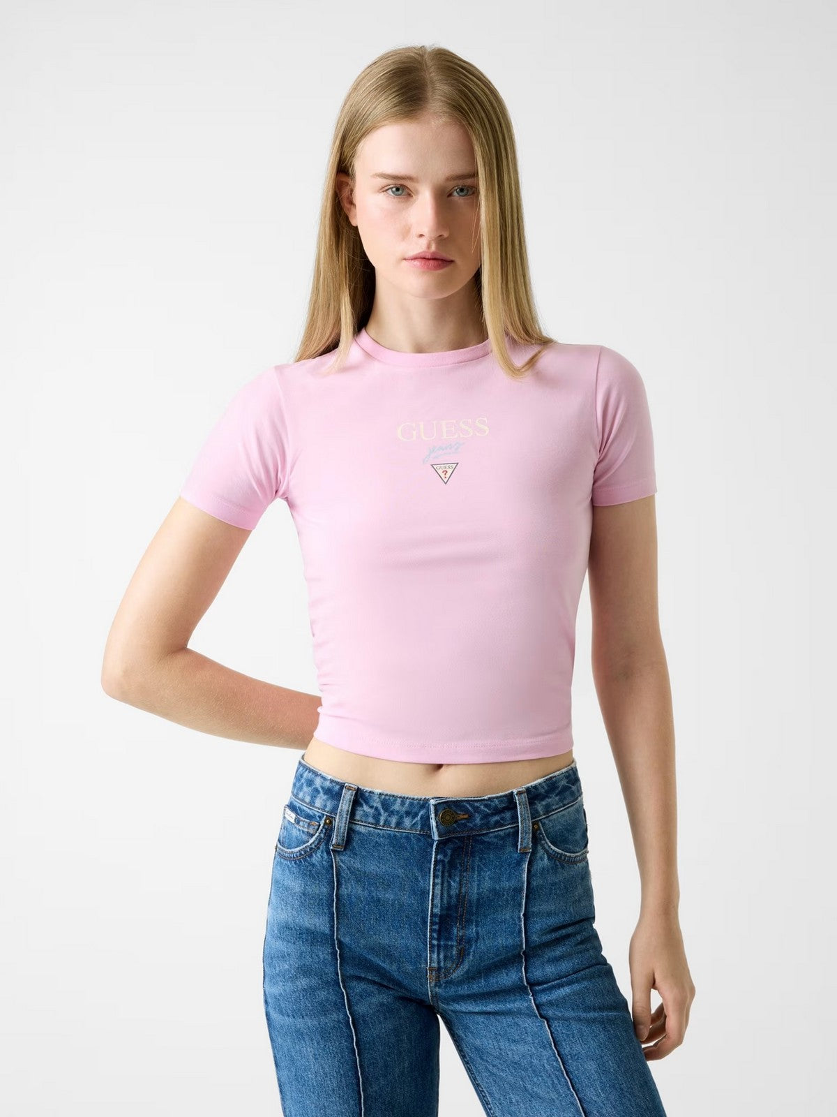 GUESS T-shirt Donna GJ SS CN BABY BAKER TEE W6RI15 J1314 G65F SOFT ROSE gioboutiqueweb