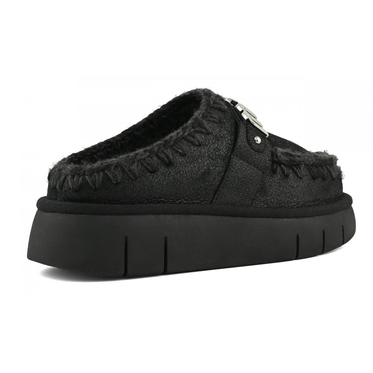 MOU Ciabatta Donna Bounce clog special leather - MU.FW531001B CBKG Cracked Black gioboutiqueweb