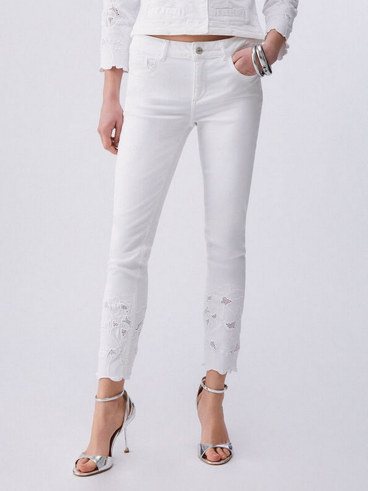LIU JO WHITE Pantalone Donna WA6260T367A P9255 Bco ottico ric.flowe gioboutiqueweb