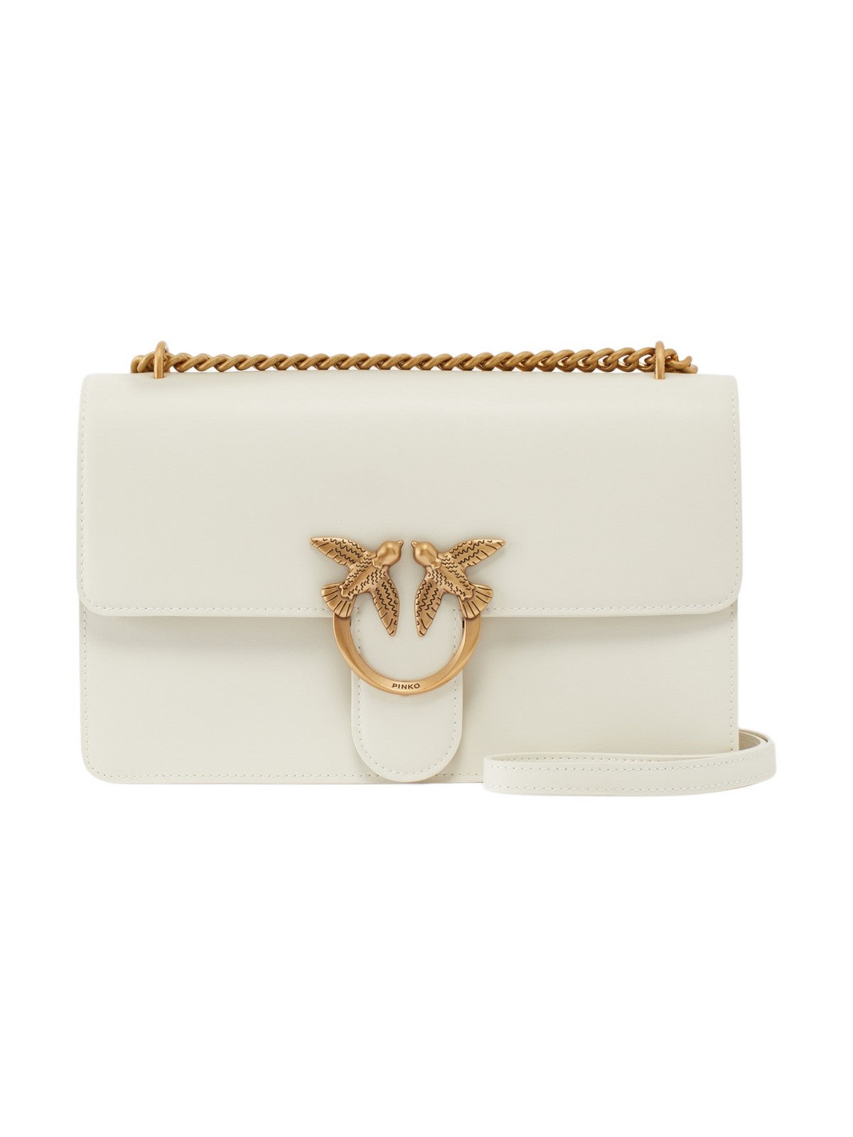 PINKO Borsa Donna Love One Classic Dc Vitello Se 100941-A0F1 Z14Q BIANCO SETA-ANTIQUE GOLD gioboutiqueweb