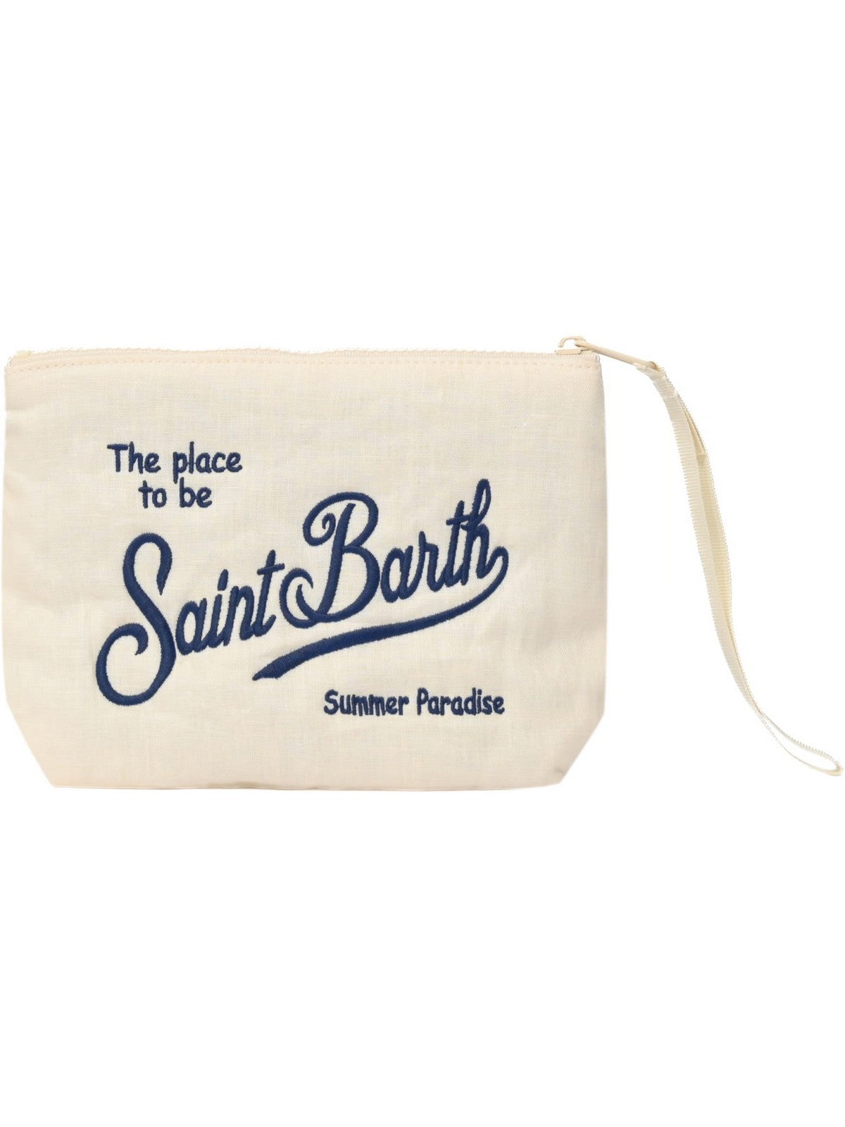 MC2 SAINT BARTH Pochette Unisex adulto ALINE SOFT LINEN 01276L VINTAGE 01H CHALK EMB gioboutiqueweb
