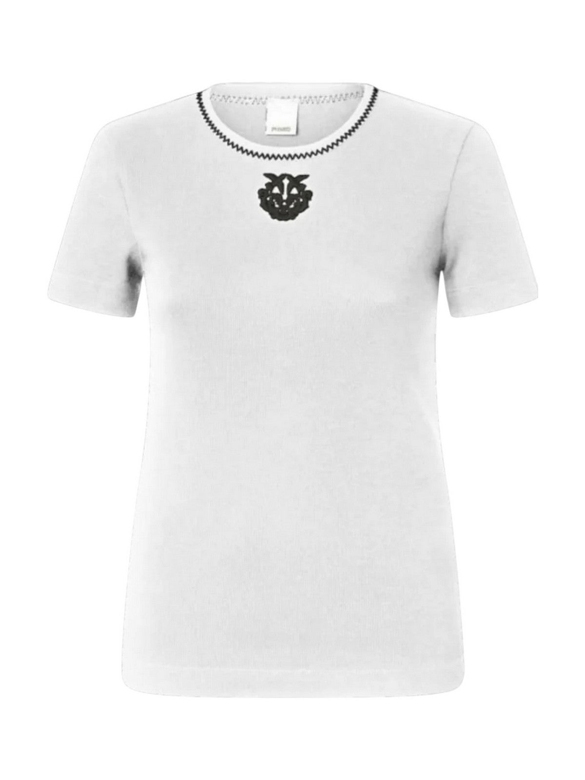 PINKO T-shirt Donna BRUGHERIO T-SHIRT COSTINA LOGO 106815-A3AL ZZ1 BIANCO/NERO gioboutiqueweb