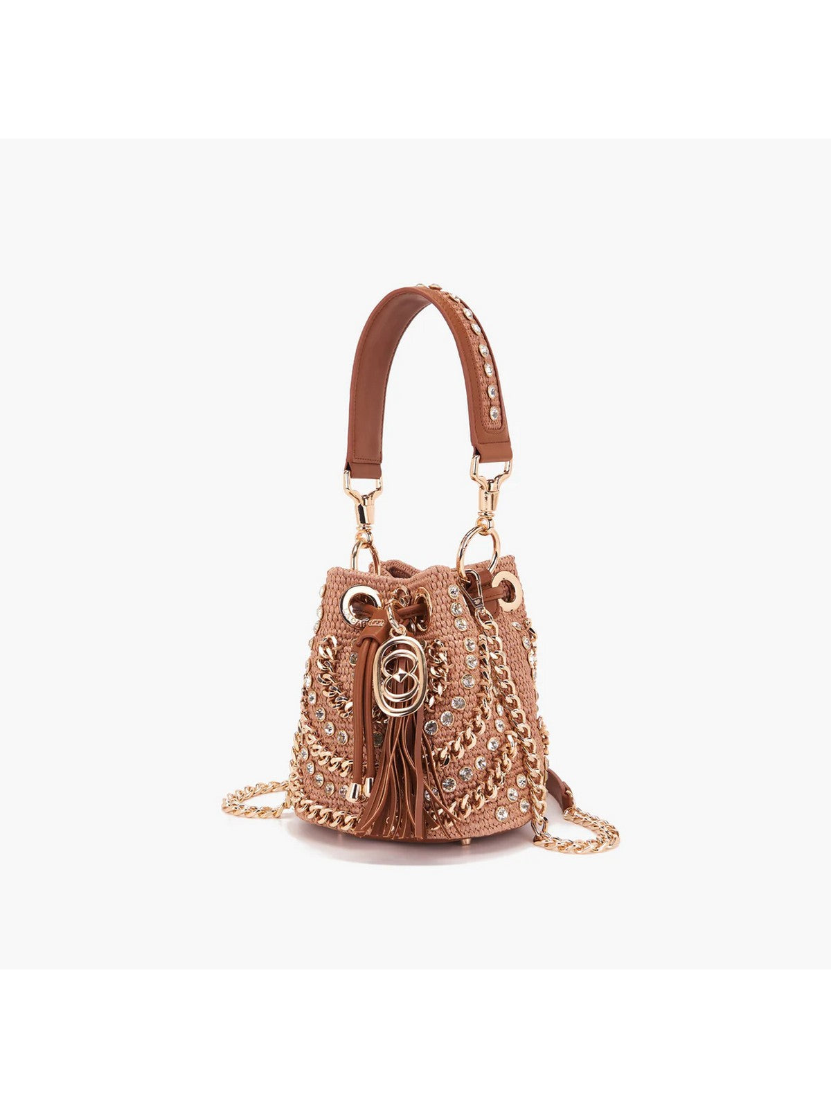 LA CARRIE Borsa Donna MIRROR SMALL BUCKET RAPHIA +SYNT. 151C-ES-100 RSY/CUO Marrone gioboutiqueweb