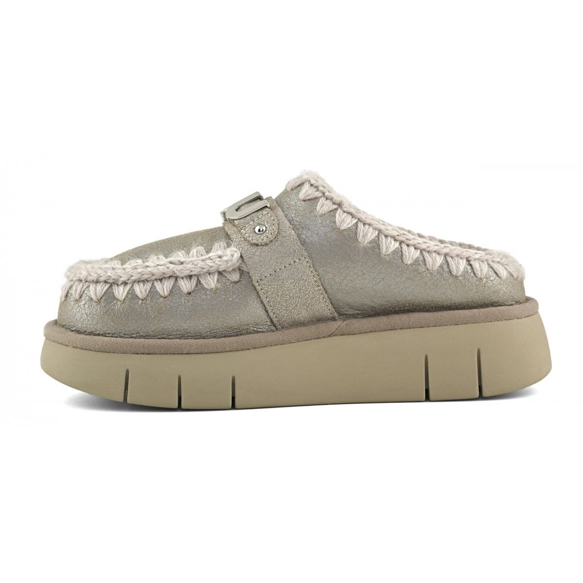 MOU Ciabatta Donna Bounce clog special leather - MU.FW531001B STME Stone Metalic gioboutiqueweb