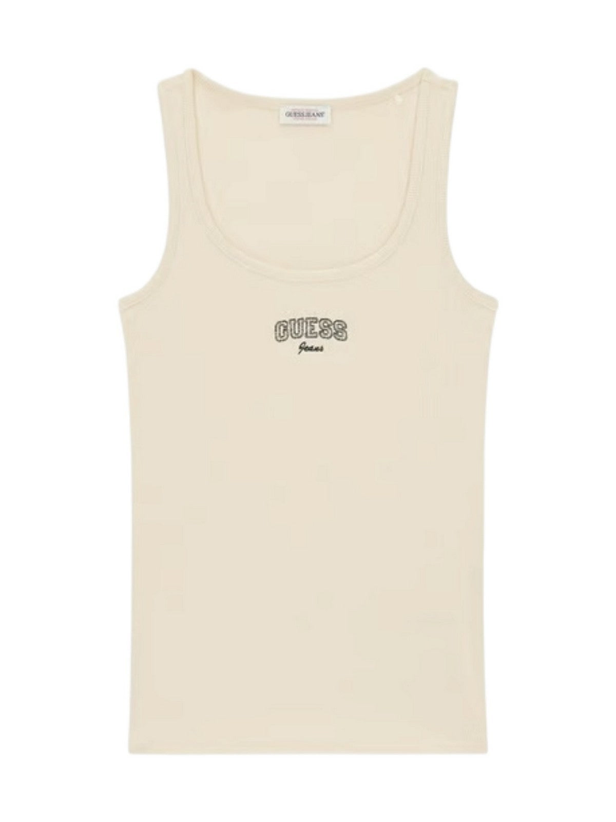 GUESS Canotta Donna GJ TANK TOP SLIM RIB EMBRO W6RP20 KA0H1 G1W7 BISCOTTI