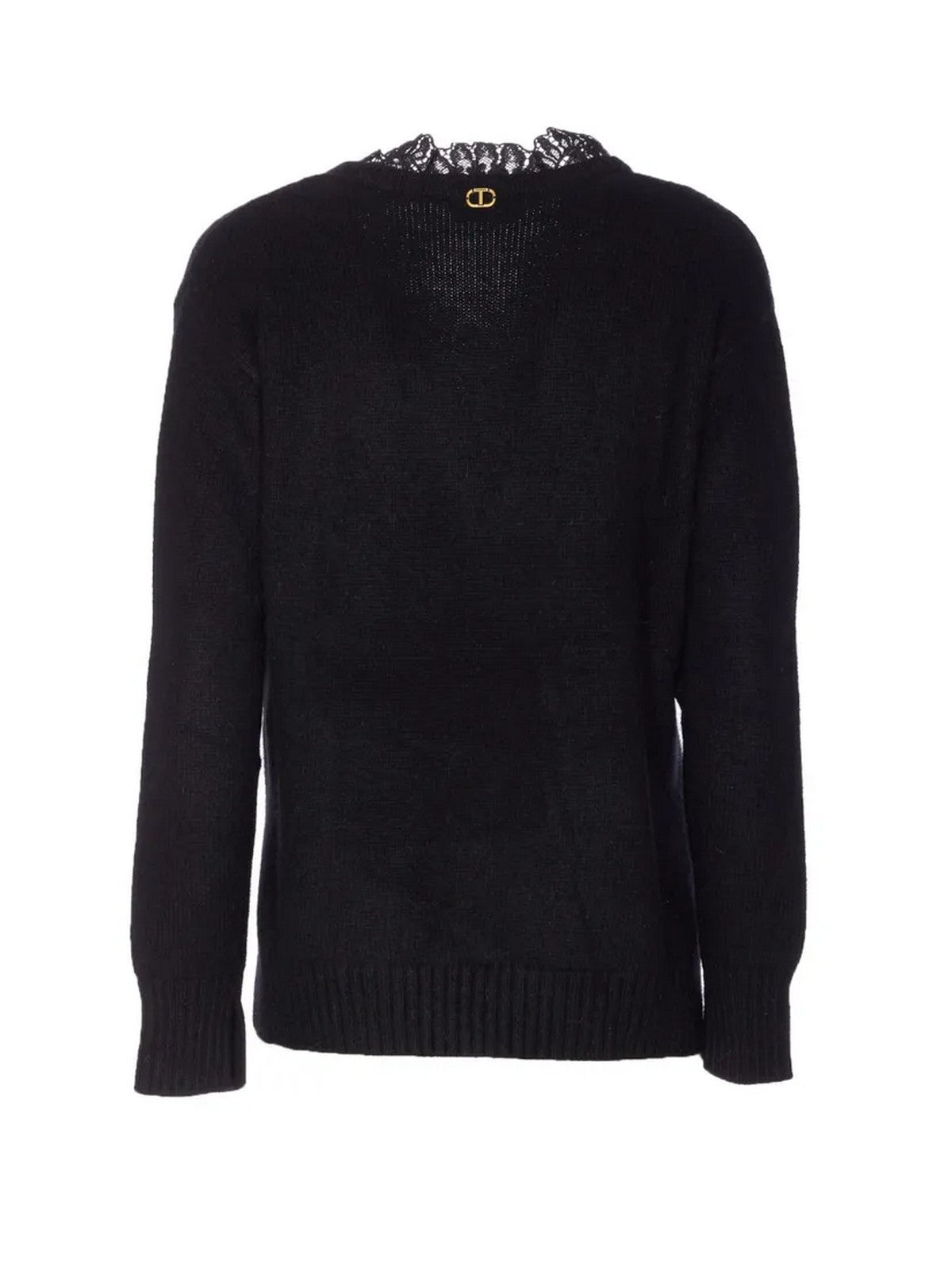 TWINSET Maglione Donna MIX ANGORA & LACE 252TT3380 00006 Nero gioboutiqueweb