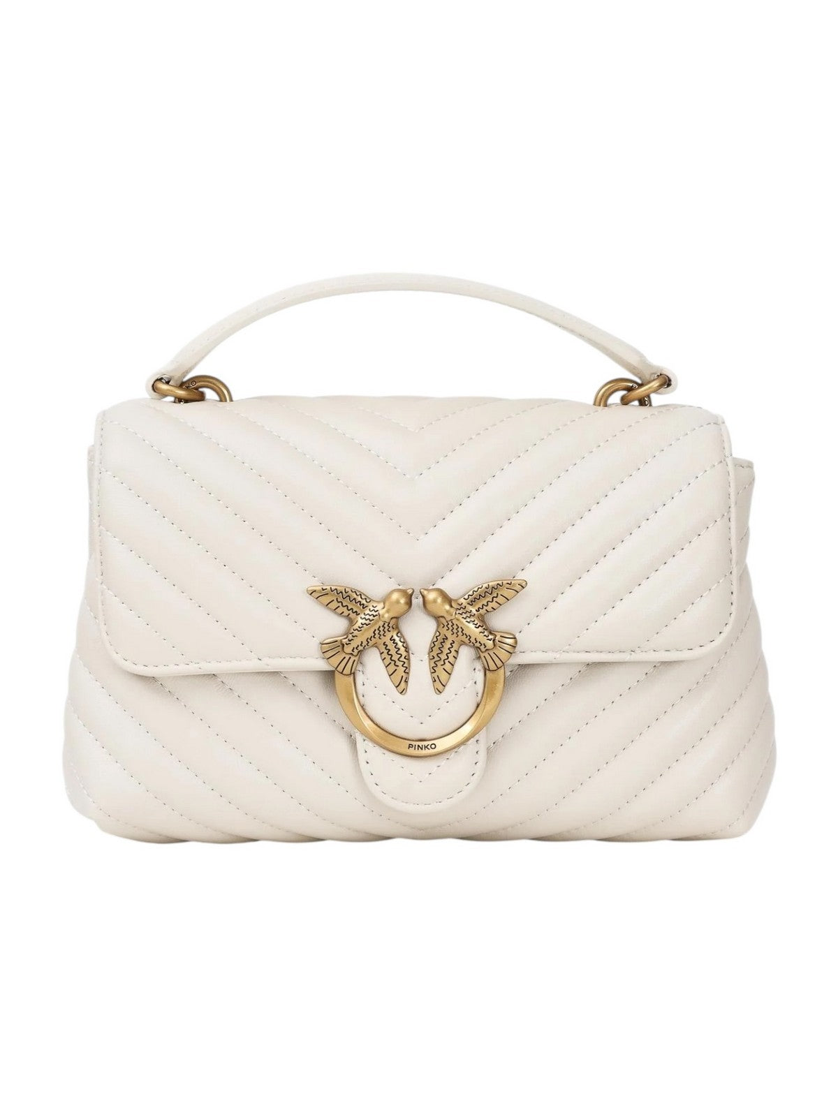 PINKO Borsa Donna LOVE LADY PUFF MINI CL SHEEP N 100044-A0GK Z14Q BIANCO SETA-ANTIQUE GOLD gioboutiqueweb