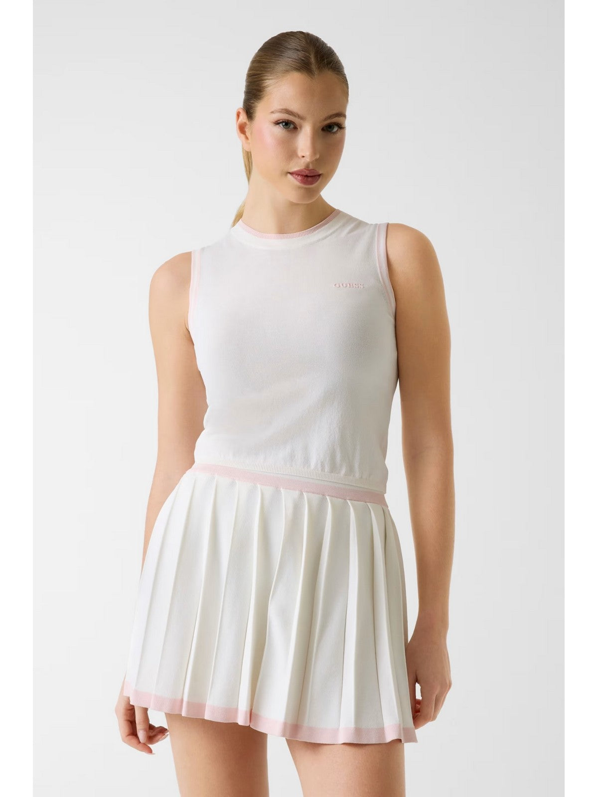 GUESS SPORT Top Donna GABRY CN SL TOP SWTR V6GR02 Z0723 A10F NEIGE WHITE gioboutiqueweb