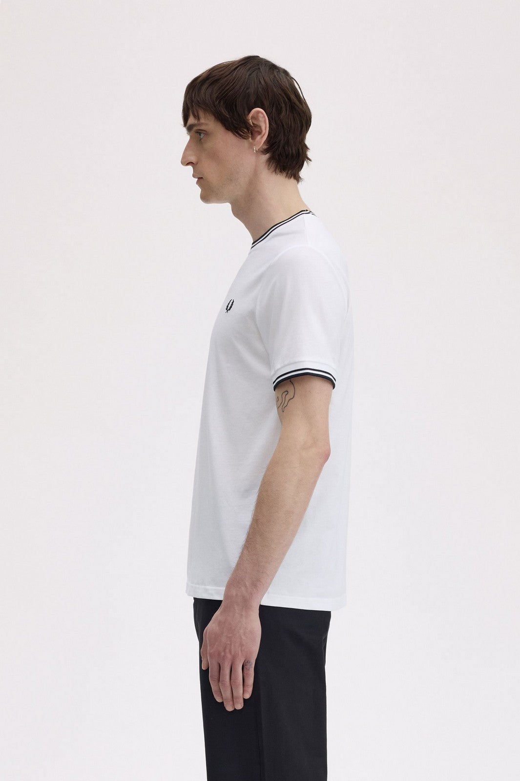 FRED PERRY T-shirt Uomo FP TWIN TIPPED T-SHIRT FP-M1588V 100 WHITE