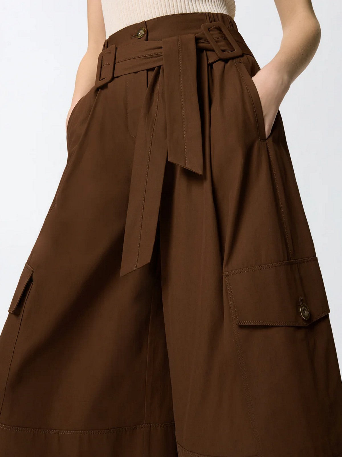 PINKO Bermuda Donna PATRICIA BERMUDA COTONE FLUIDO 106152-A2ER L78 MARRONE TERRA X PIANTE gioboutiqueweb