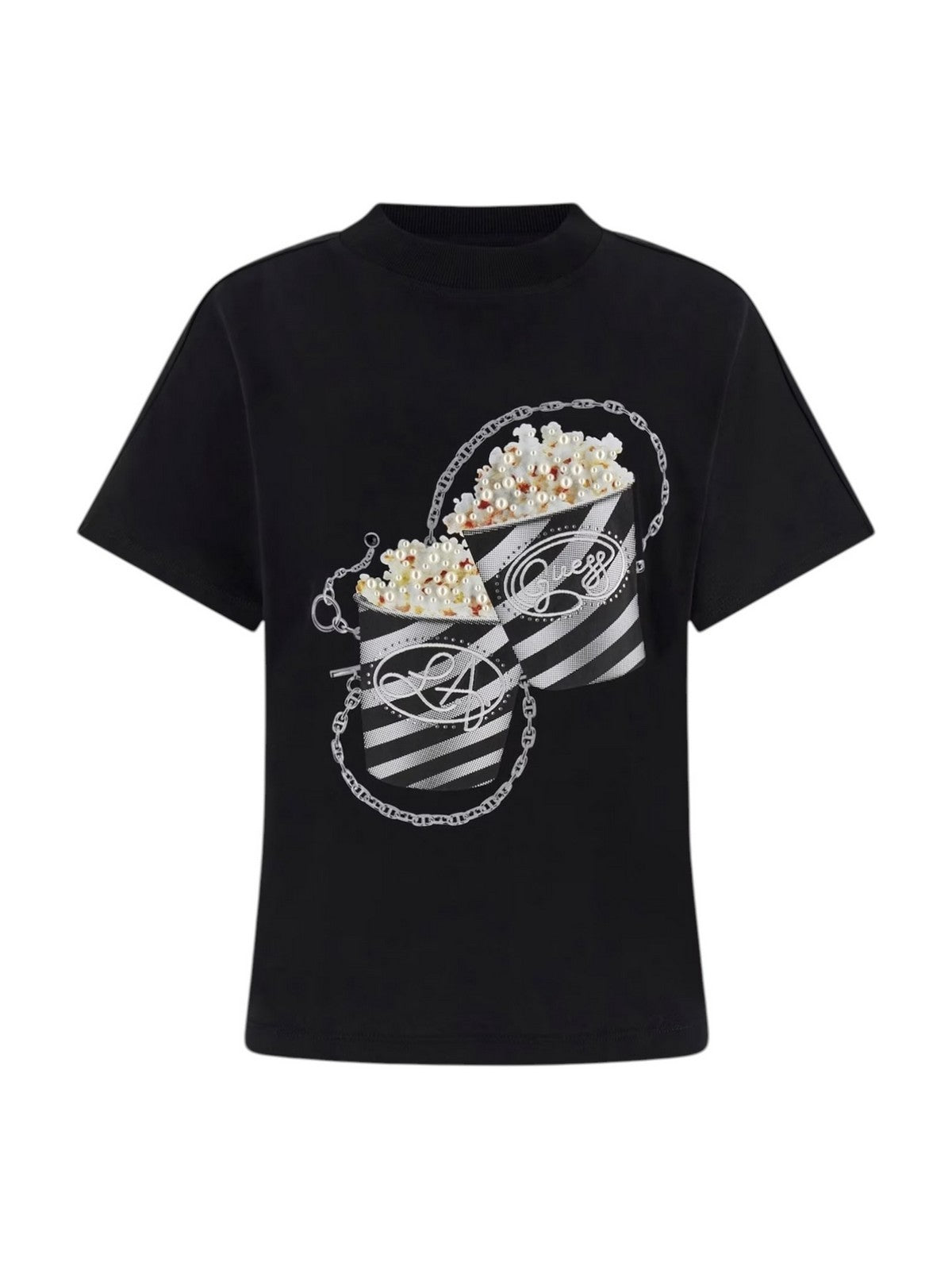 GUESS T-shirt Donna SS CN POPCORN TEE W6RI28 I3Z14 JBLK Jet Black A996
