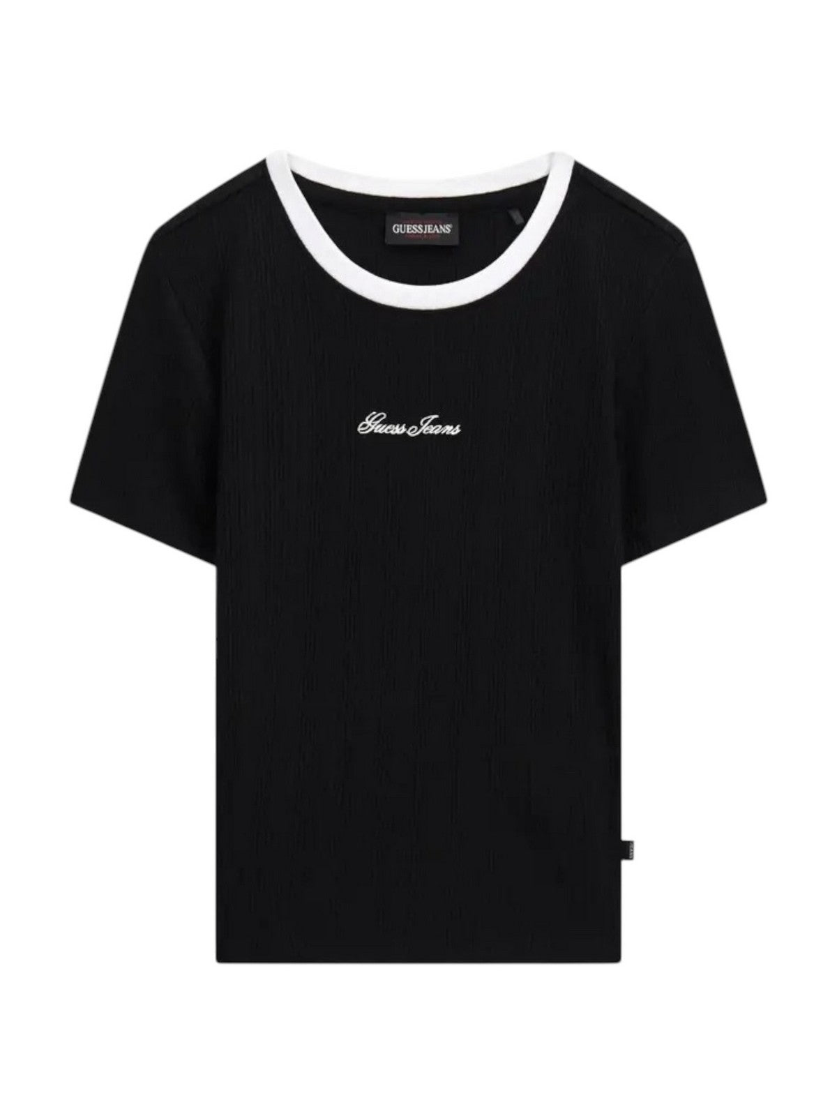 GUESS T-shirt Donna GJ SL CN EMBRO RINGER TEE W6GPA9 KF641 JBLK Jet Black A996 gioboutiqueweb