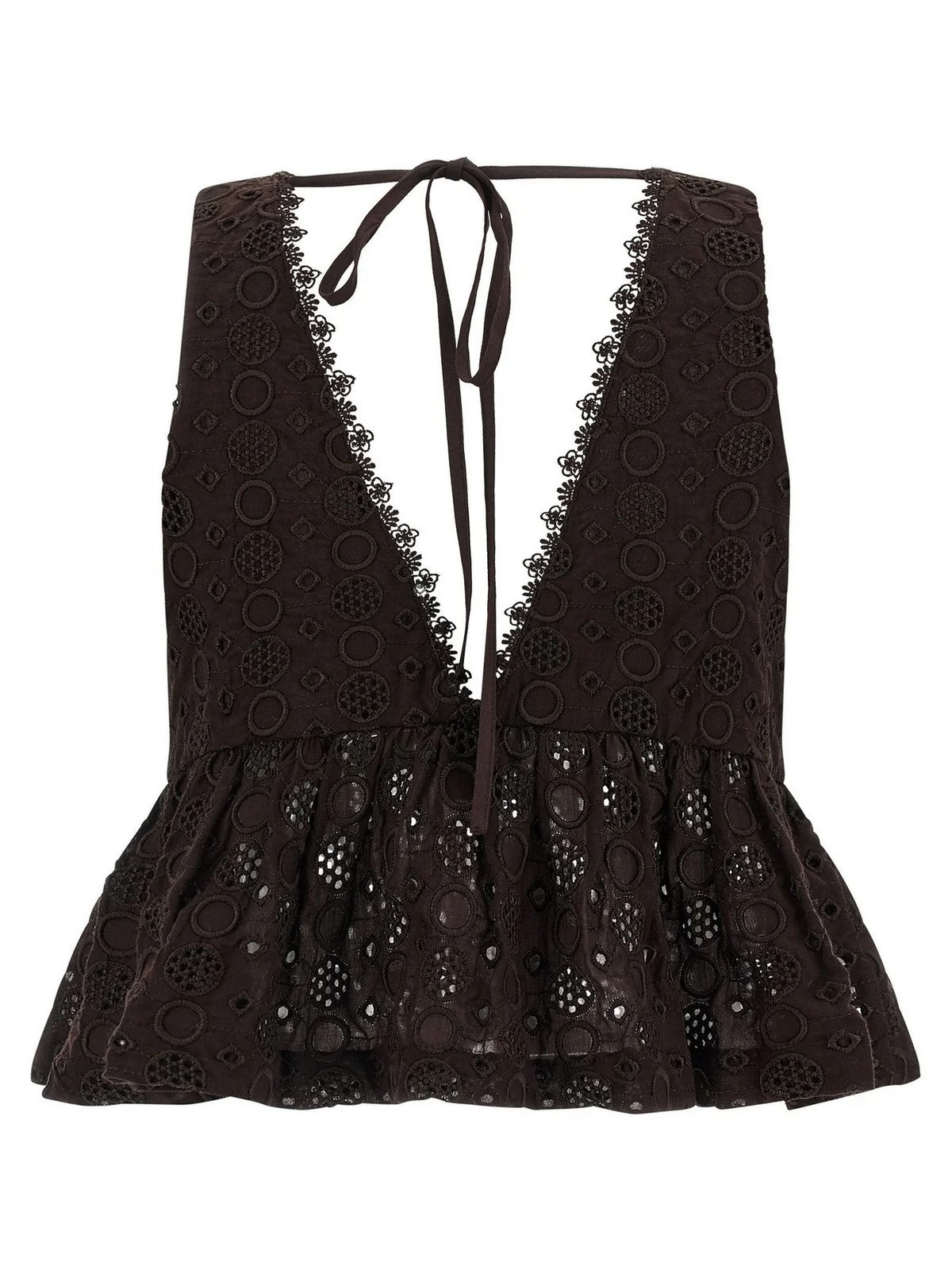 PINKO Top Donna KIERSTEN TOP POPELINE RICAMO S 106451-A35P M28 Marrone gioboutiqueweb