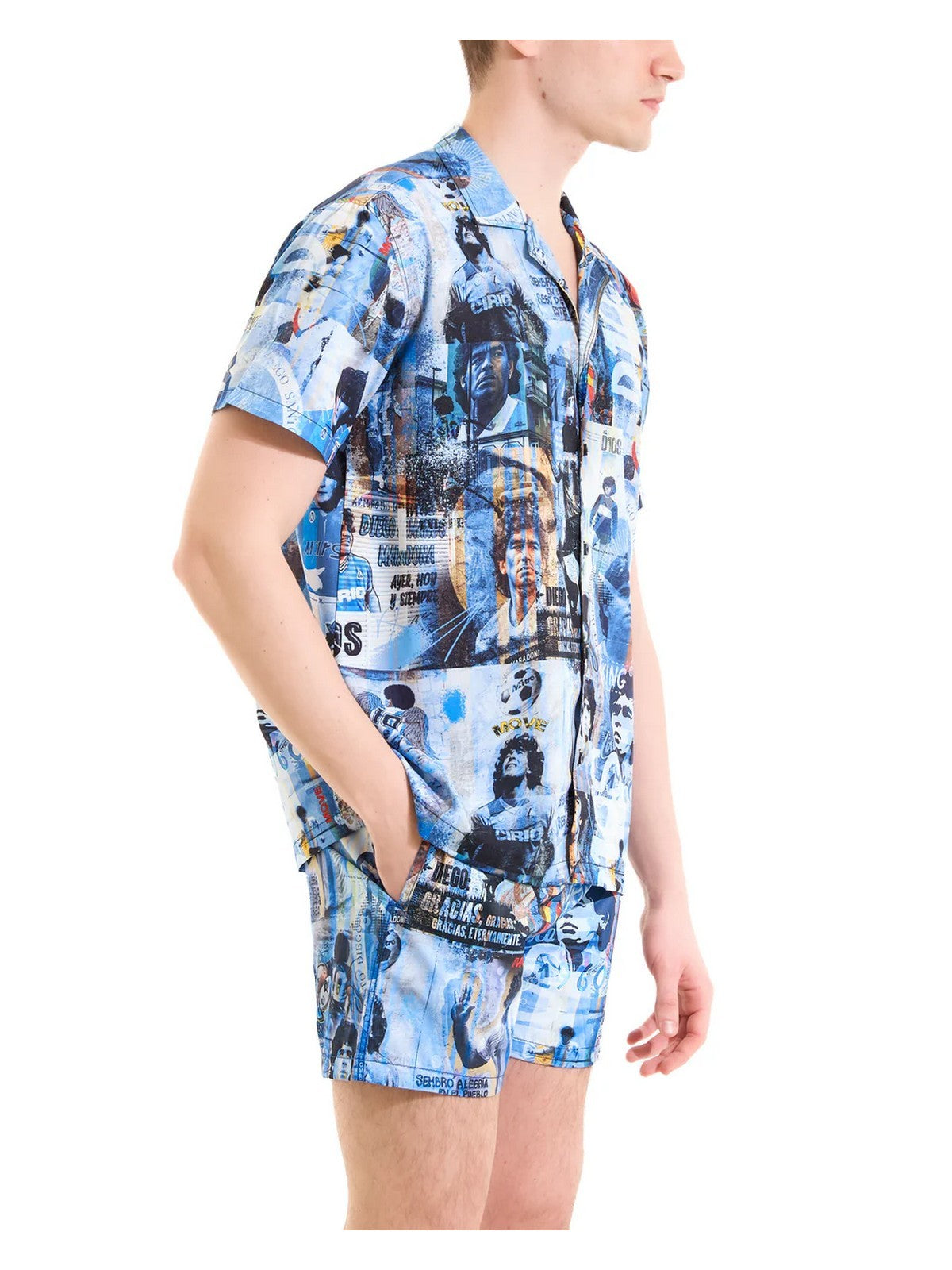 MOVE be different Camicia Uomo CAMICIA BOWLING D10S AZZURRO