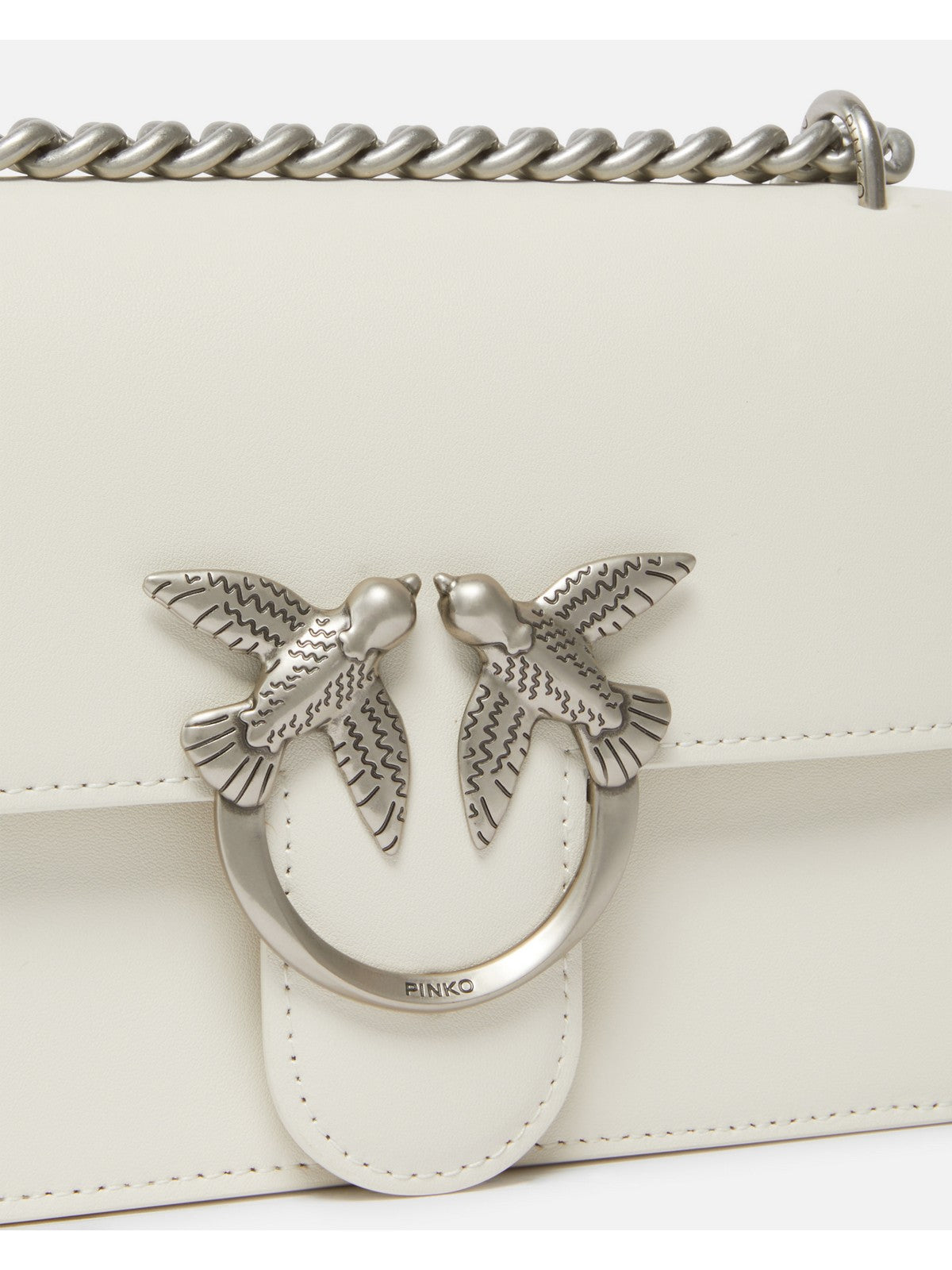 PINKO Borsa Donna Love One Mini Dc Vitello Seta 100074-A0F1 Z14O BIANCO SETA-OLD SILVER gioboutiqueweb